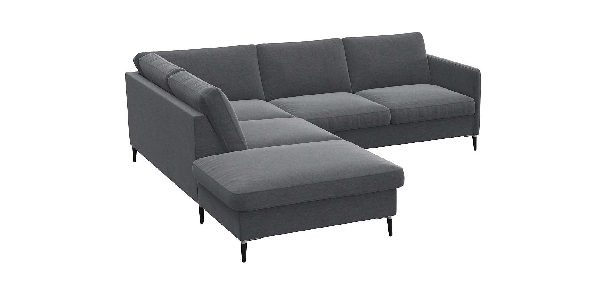 FLEXLUX Ecksofa »Fiore, L-Form«, schmale Armlehnen, Füße Alu/schwarz, B/T 234/225cm, Kaltschaum im Sitz
