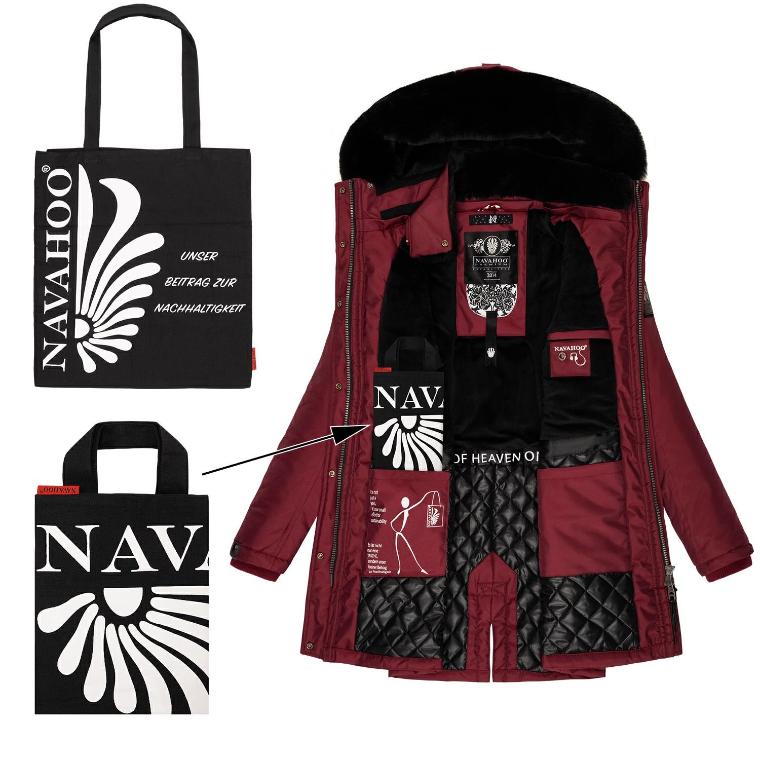 Navahoo Wintermantel »Tiniis«, Parka mit abnehmbarer Kapuze und extra Einkaufstasche