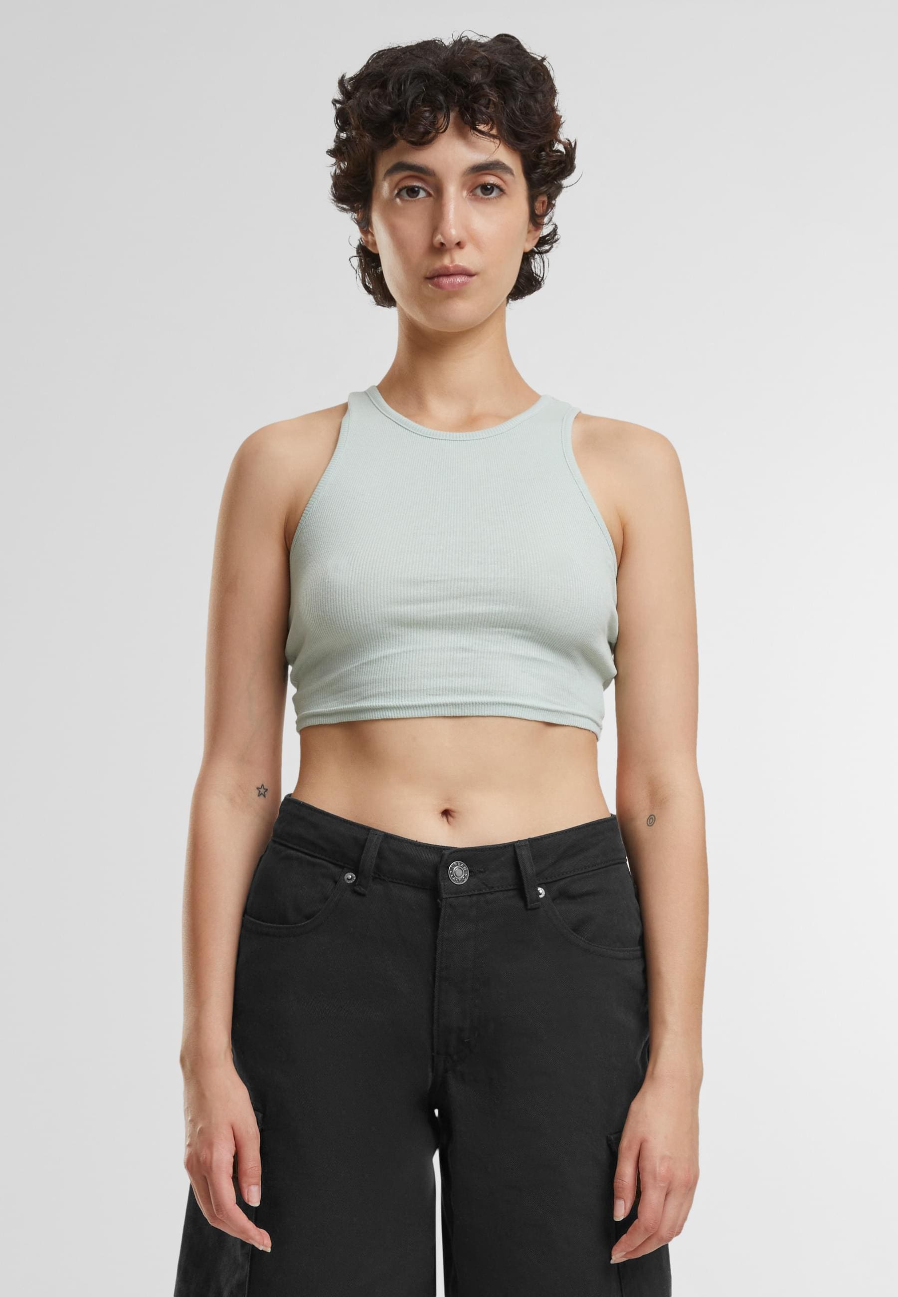 URBAN CLASSICS Muskelshirt »Urban Classics Damen Ladies Cropped Rib Top«, (1 tlg.)