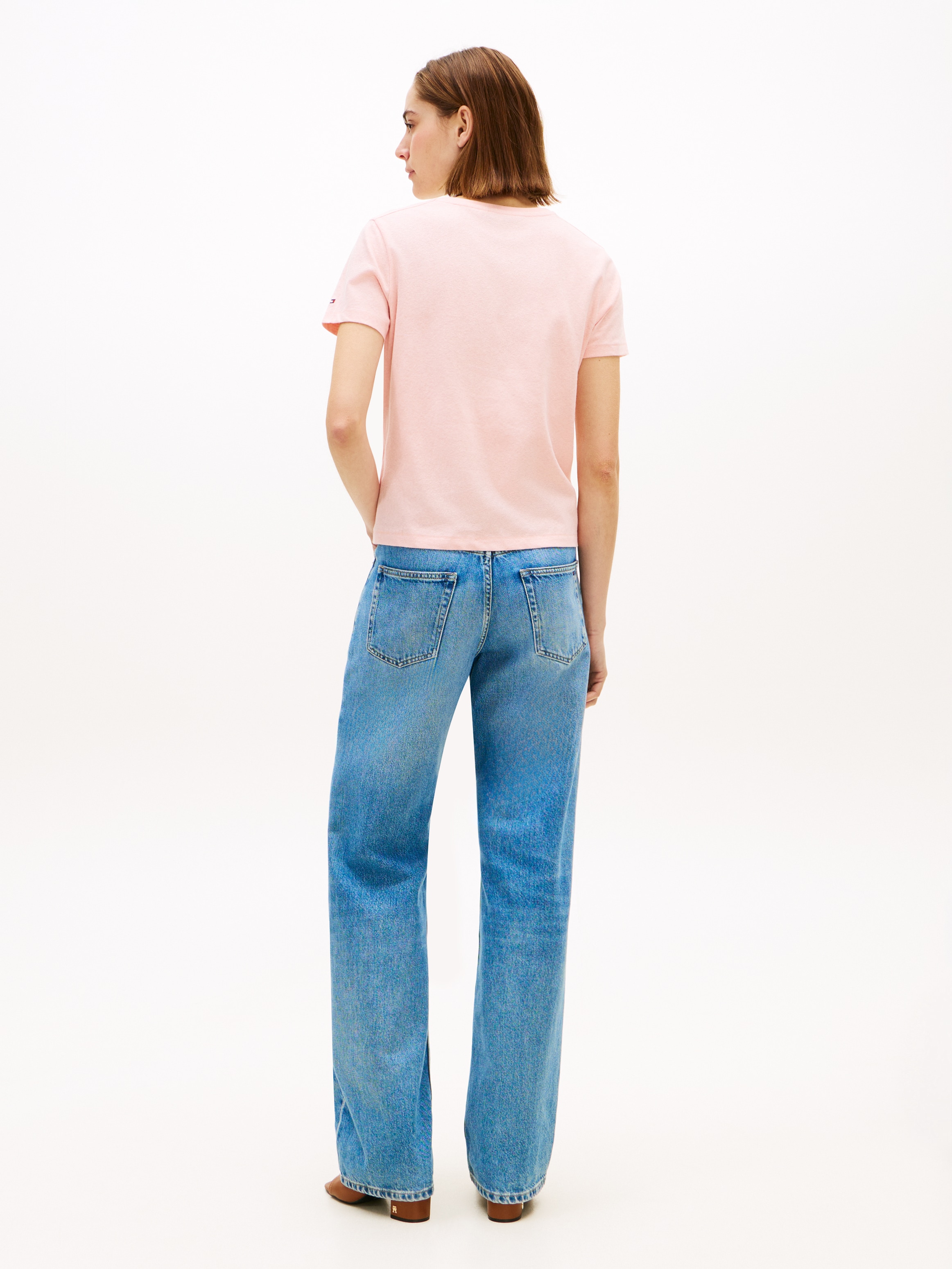 Tommy Hilfiger Kurzarmshirt »CO LINEN V-NECK SHORT SLEEVE TEE« mit V-Ausschnitt, Regular Fit