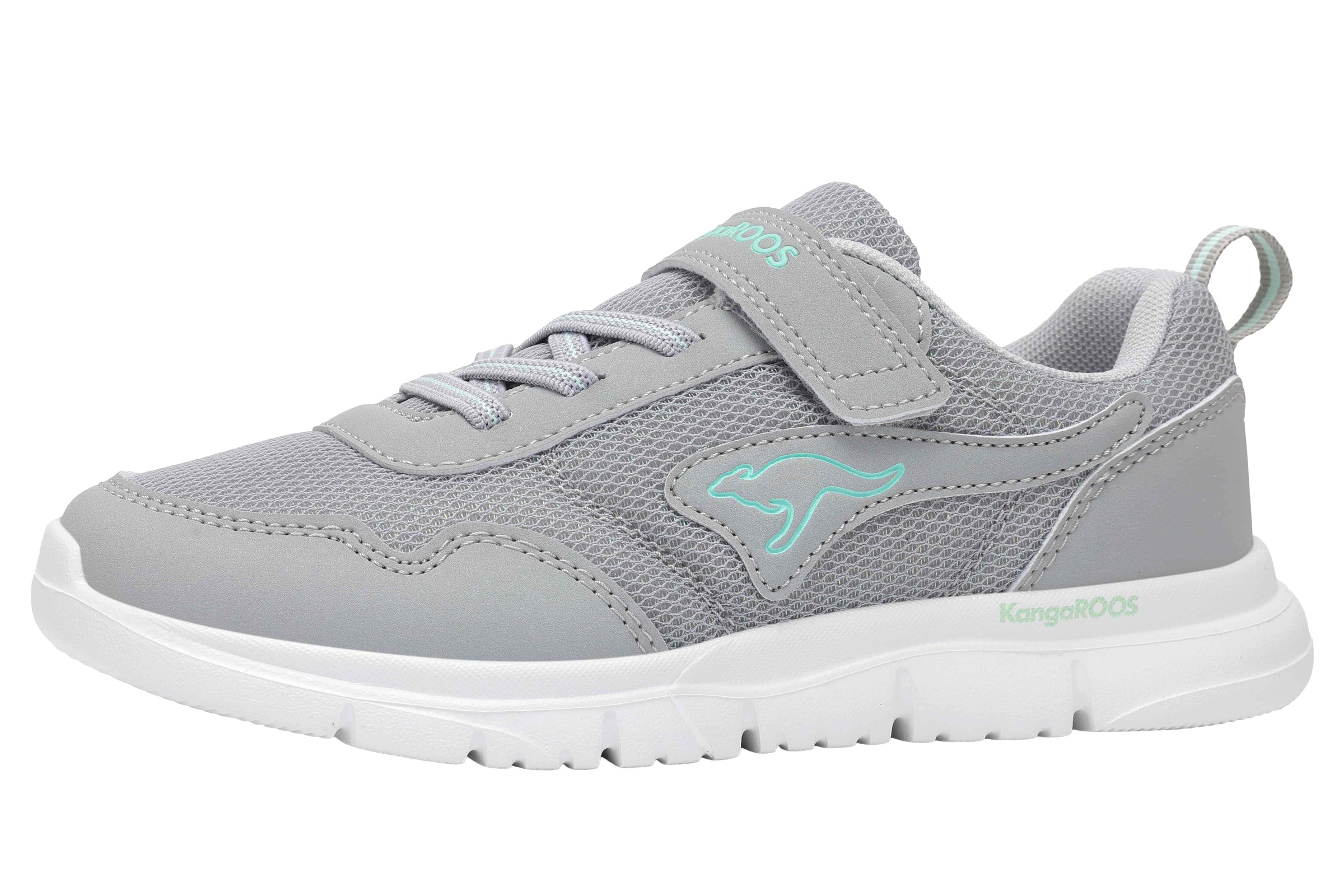 Sneaker KANGAROOS "K-ETK POSSUM EV", Mädchen, Gr. 28, vapor grau, cabbage, Mesh, Synthetik, Schuhe Sneaker