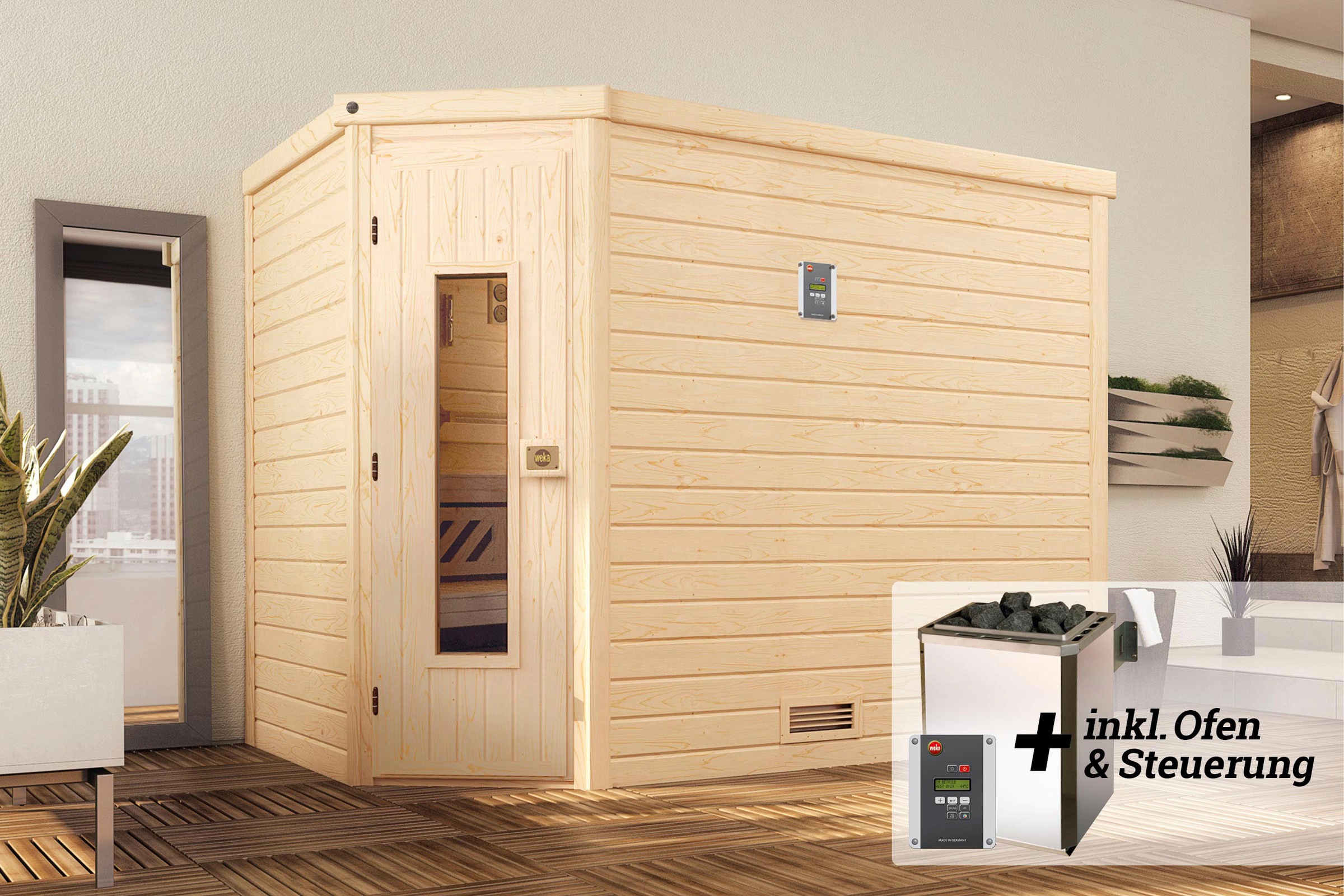 weka Sauna »Turku«, 7,5 kW-Ofen mit digitaler Steuerung