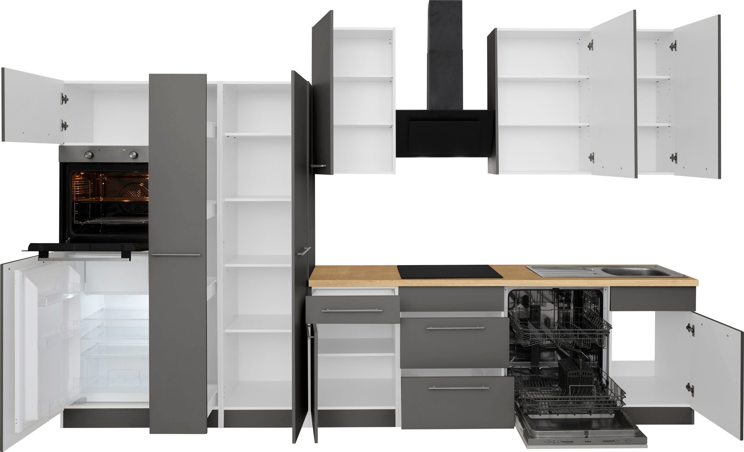 wiho Küchen Küchenzeile »Unna« mit E-Geräten, Breite 360 cm