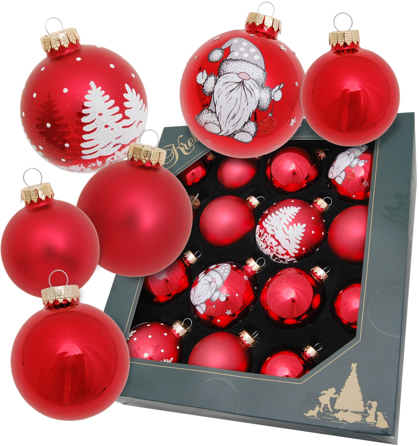 Ø »Glaskugelsortiment, Lauscha BAUR (Set, Winterwald, / 16 aus Christbaumkugeln | St.), Krebs cm«, cm 5 Christbaumschmuck, im cm Weihnachtsdeko, Glas ca. Glas Weihnachtsbaumkugel / 6,7 Wichtel 6