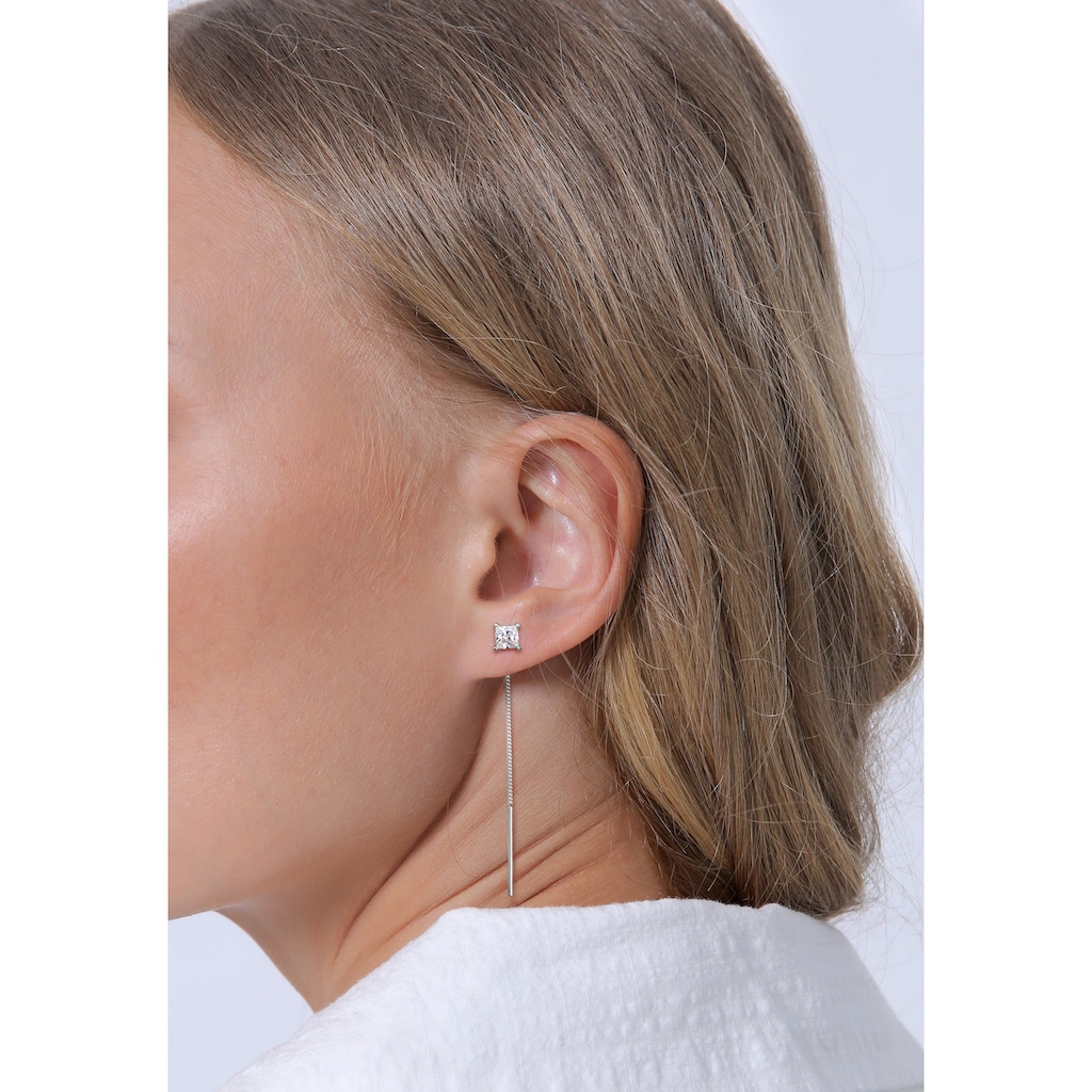 Elli Paar Ohrhänger »Durchziehen mit Zirkonia Quadrat 925 Silber«