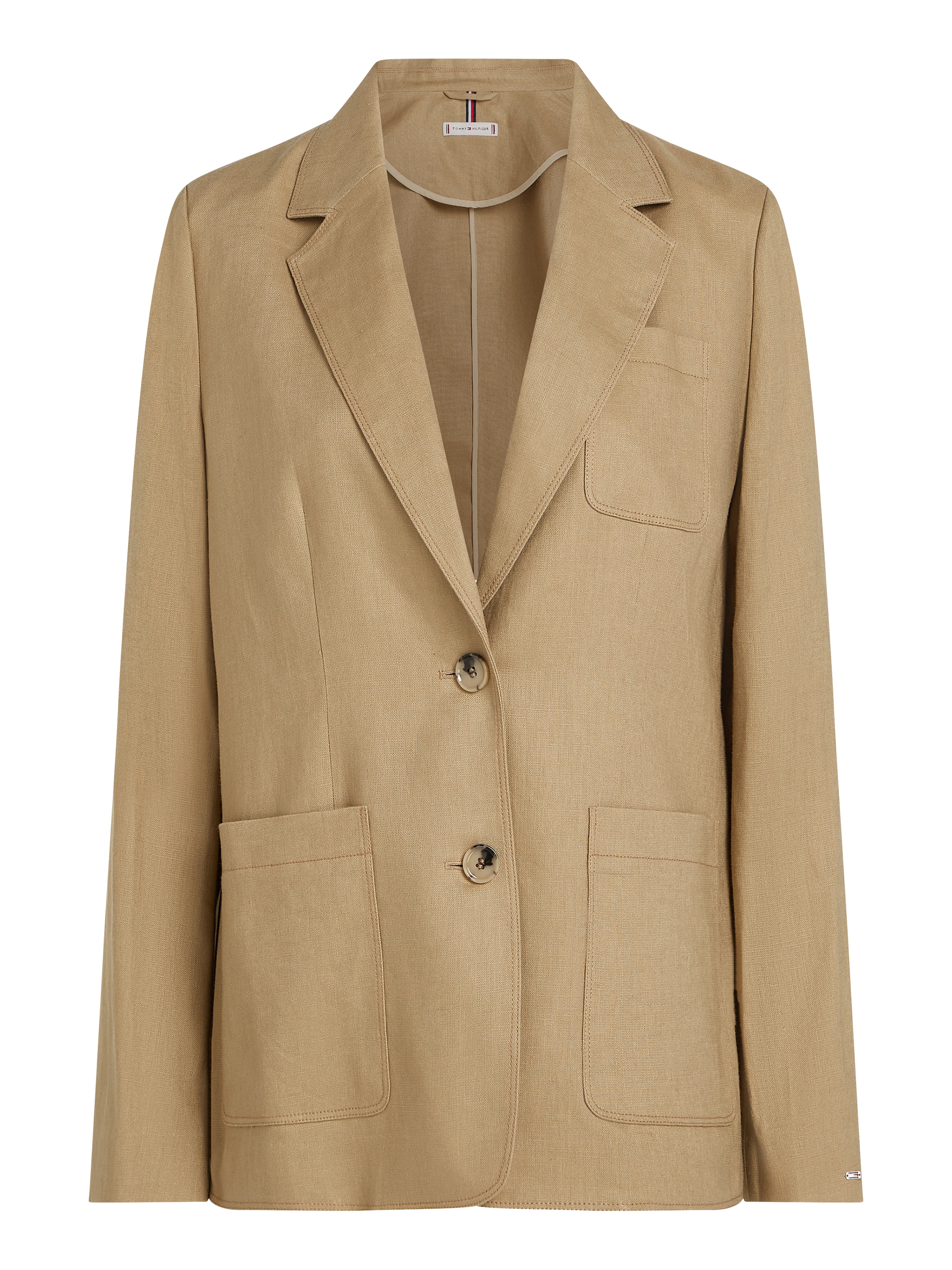 Tommy Hilfiger Kurzblazer »ESS LINEN REGULAR SB BLAZER«, mit Metalllabel,kühlendes Premium Leinen