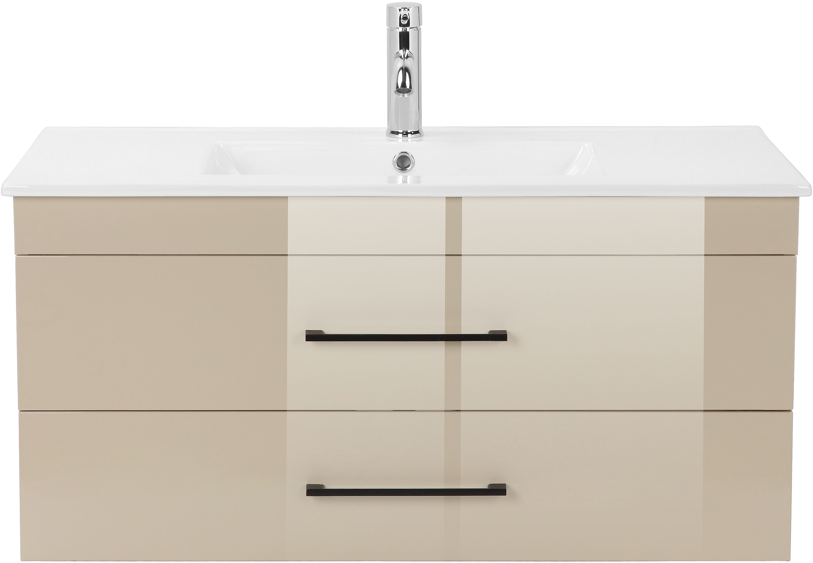Thumbnail - welltime Waschtisch "Florenz" Komplett-Set, Waschplatz mit 2 Auszügen und Softclose Breite 100cm