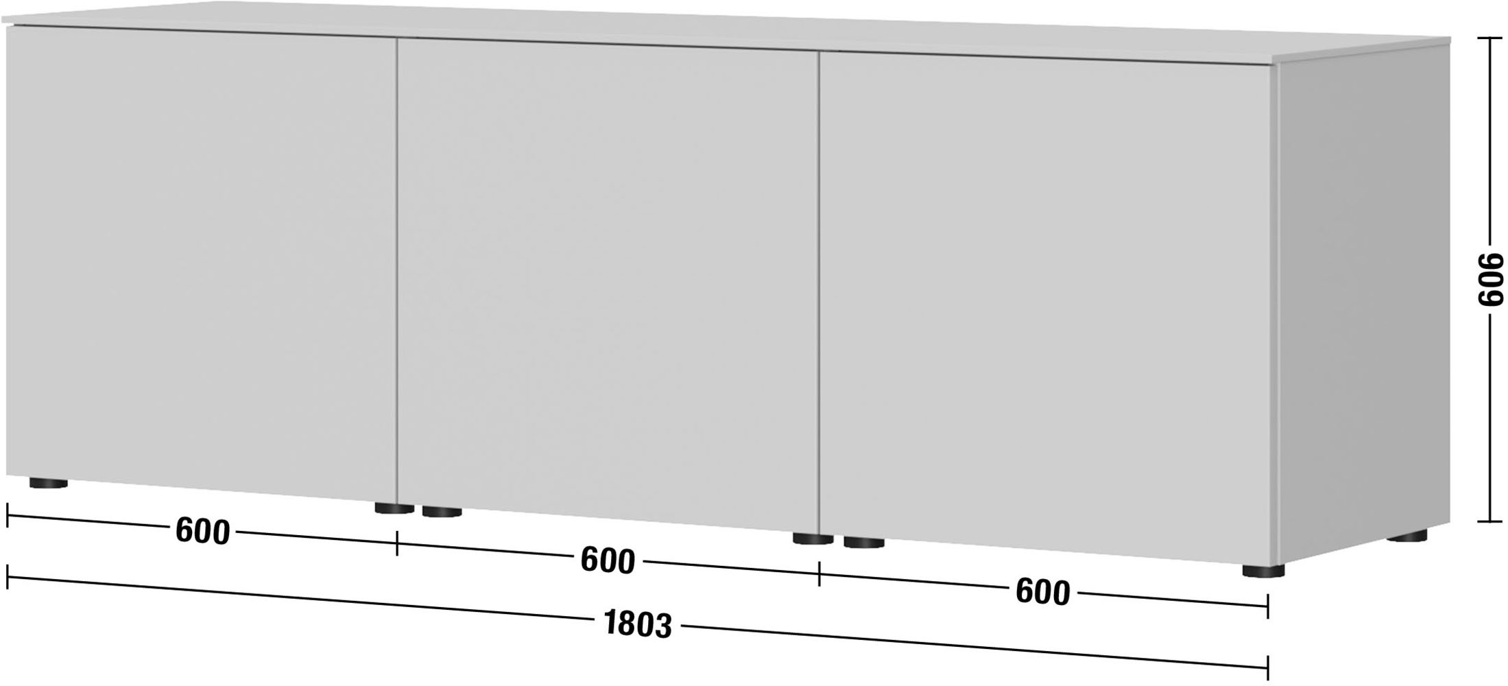 nobilia® Lowboard »Style, 180 x 61 x 46 cm (B/H/T)« mit Drehtüren und Innenschubkasten