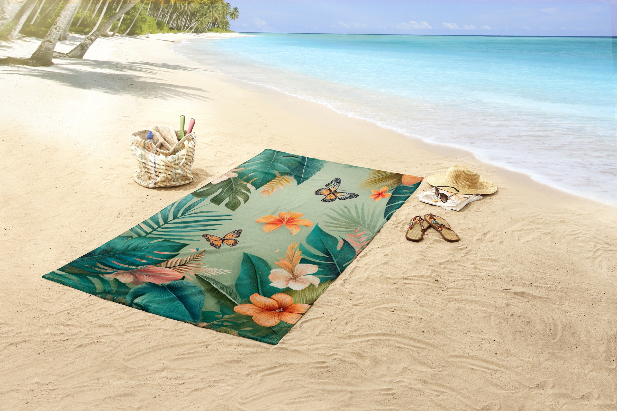 good morning Strandtuch »Joelle« Mikrofaser, Velours, Strandtuch, saugfähig, leicht, 100x180, tropisch