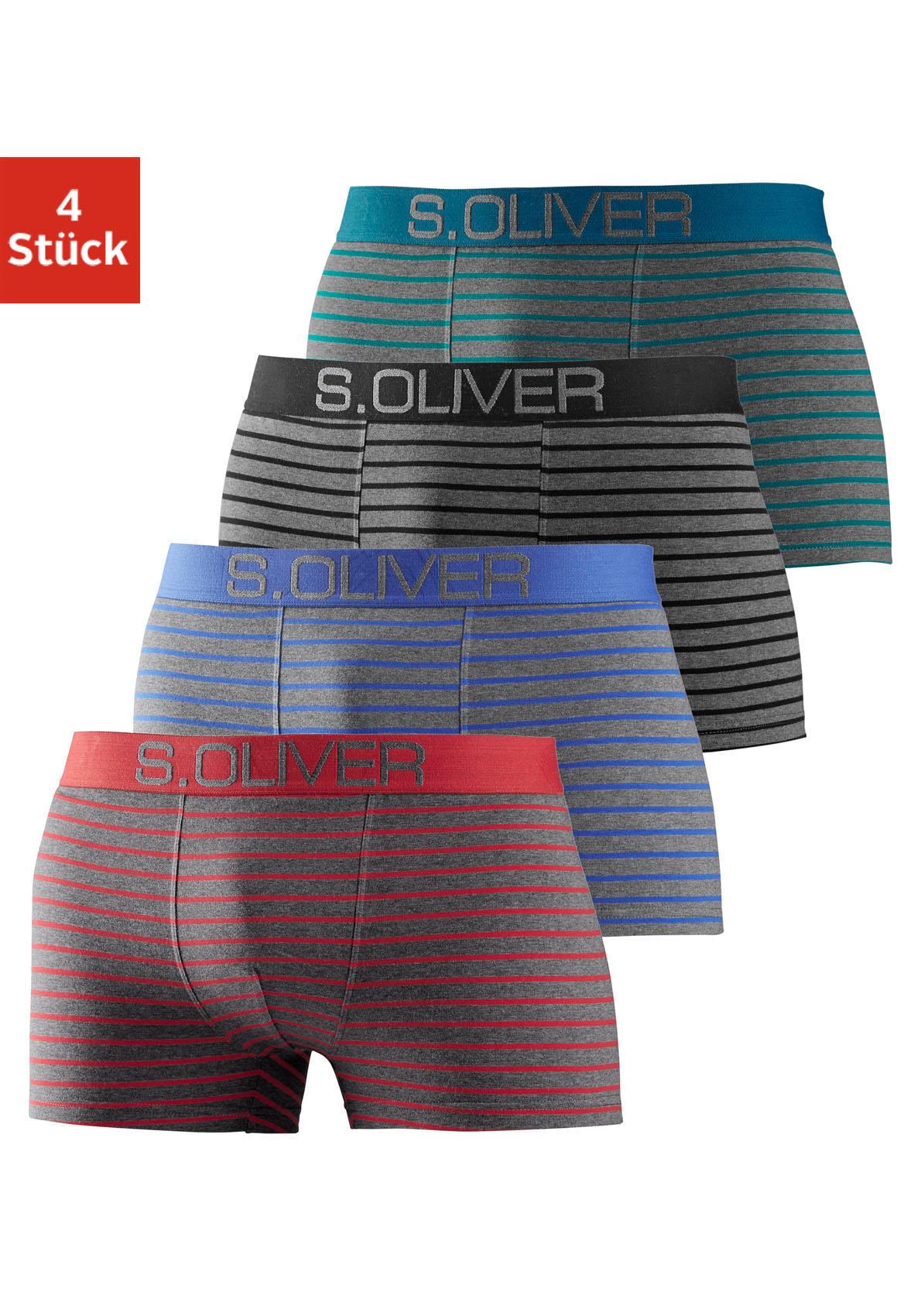 s.Oliver Boxer "Boxershorts für Herren" Packung, 4 Stk. mit kontrastfarbenem Webbund