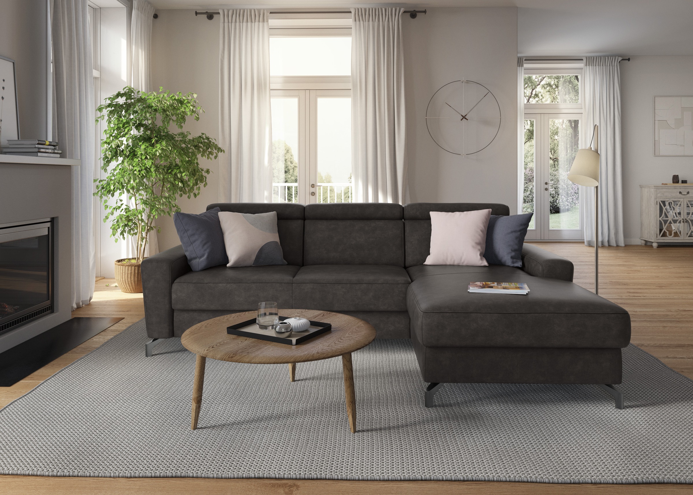 sit&more Ecksofa »Scarlett L-Form«, inklusive Kopfteilverstellung, wahlweise mit Bettfunktion, Bettkasten