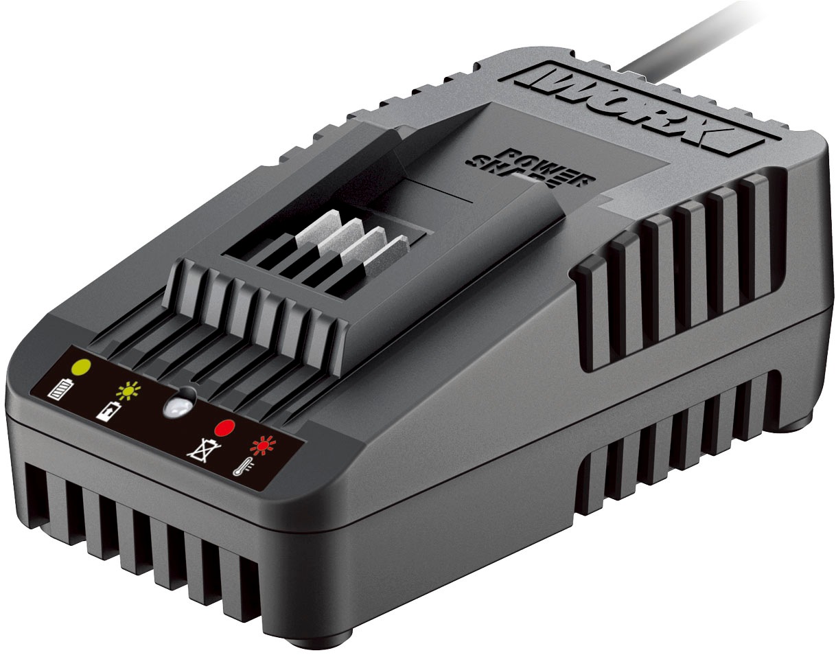 WORX Akku-Ladestation "WA3880", B:8,7cm H:6,8cm T:15,9cm, schwarz, Ladegeräte, für WORX Powershare Akkus, Schnell-Ladegerät Universal für 20V Akkus