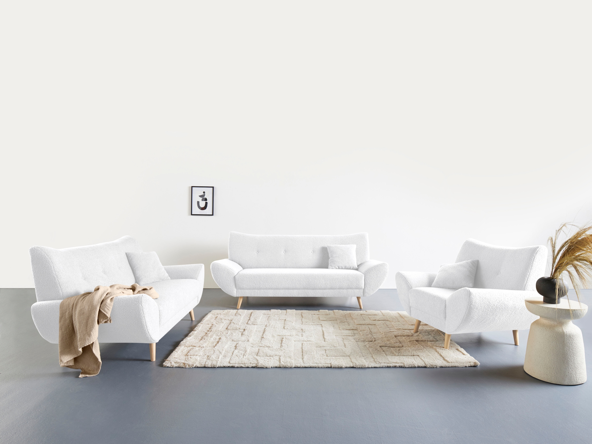 Home affaire Polstergarnitur "Basta" 3 Stk. tlg. Komfortable Wellenunterfed günstig online kaufen
