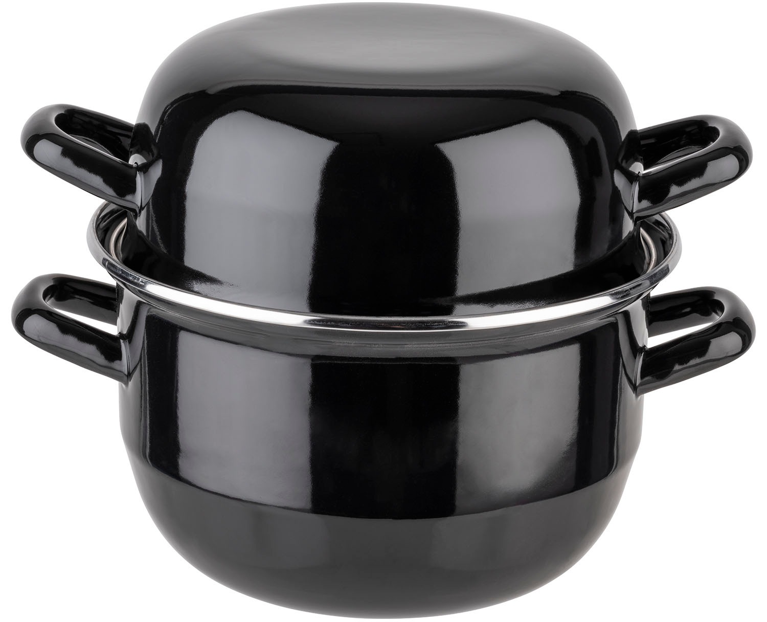 APS Kochtopf "APS Muscheltopf", 2,6 l + Ø 18cm + Höhe 17cm, schwarz, Töpfe, Topf und Deckel mit Funktion