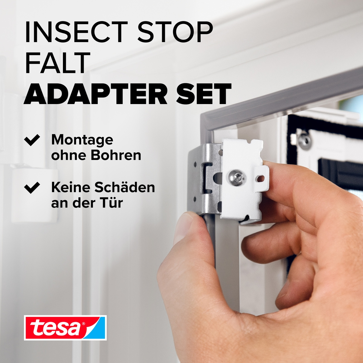 tesa Insektenschutz-Tür »Insect Stop Falt Adapter für Fliegengitter - Adapter-Set«, für Insektenschutz Balkontür / Terrassentür