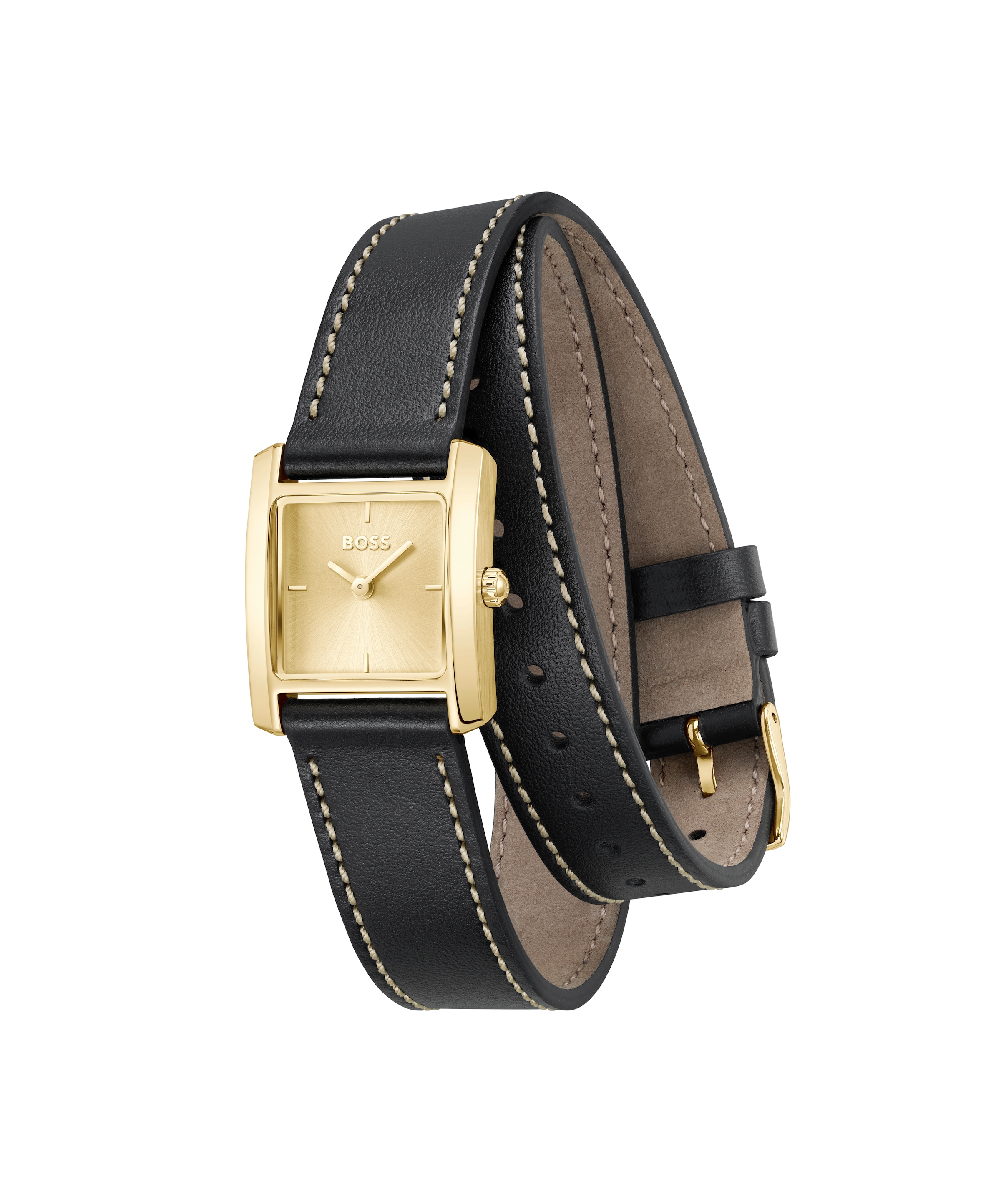 BOSS Quarzuhr »LUCY« Armbanduhr, Damenuhr, Lederarmband, analog