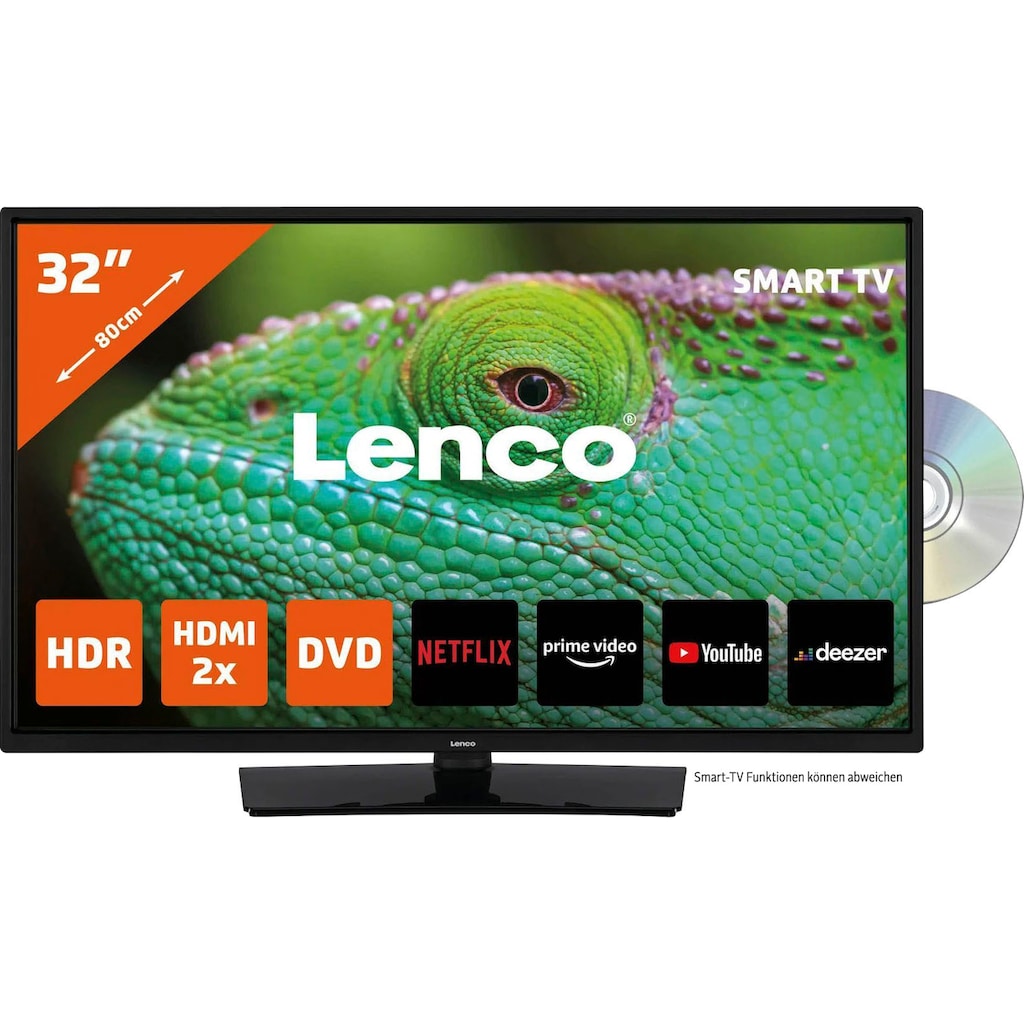 Lenco LCD-LED Fernseher »DVL-3273BK - mit DVD«, 81,3 cm/32 Zoll, HD, Smart-TV