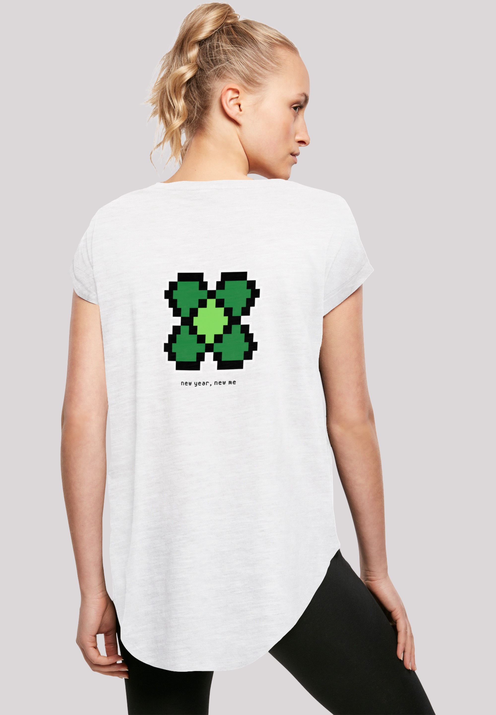 T-Shirt »Silvester Happy New Year Pixel Kleeblatt«, Print