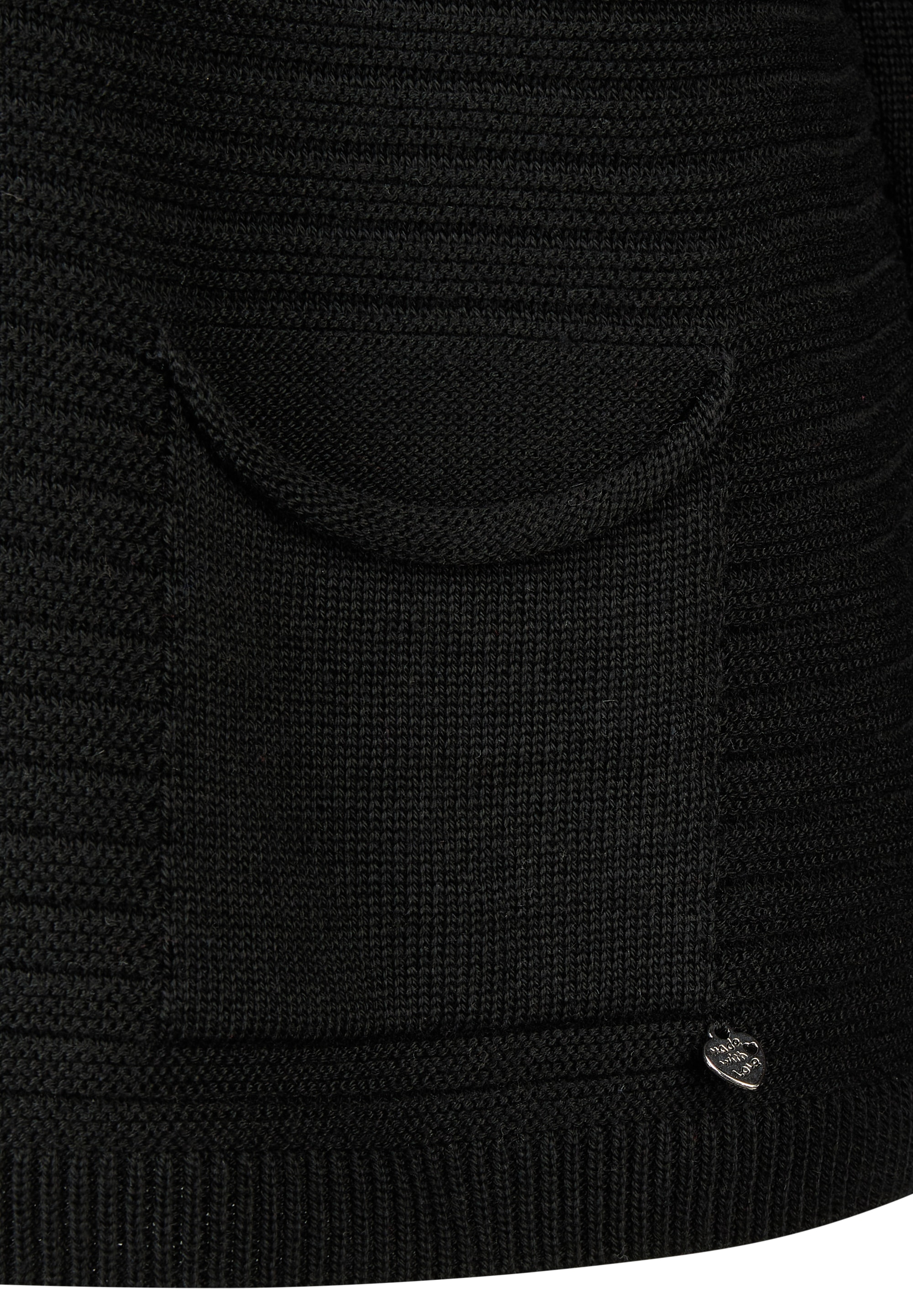 Rabe Strickjacke mit feiner Struktur und Stehkragen/Reißverschluss