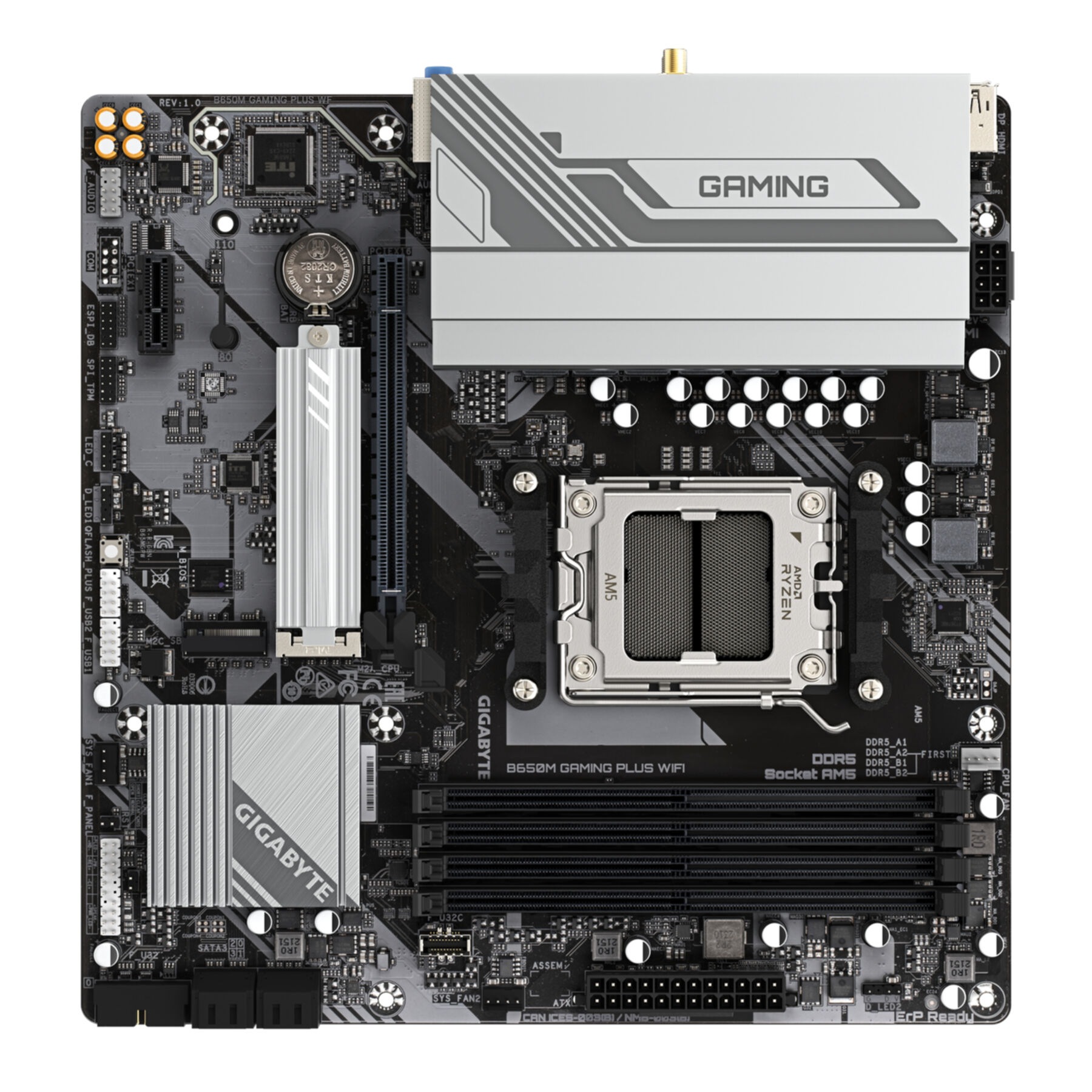 Gigabyte Mainboard »B650M GAMING PLUS WIFI Mainboard – AMD Ryzen 9000 CPUs, 5+2+2 Phasen V«