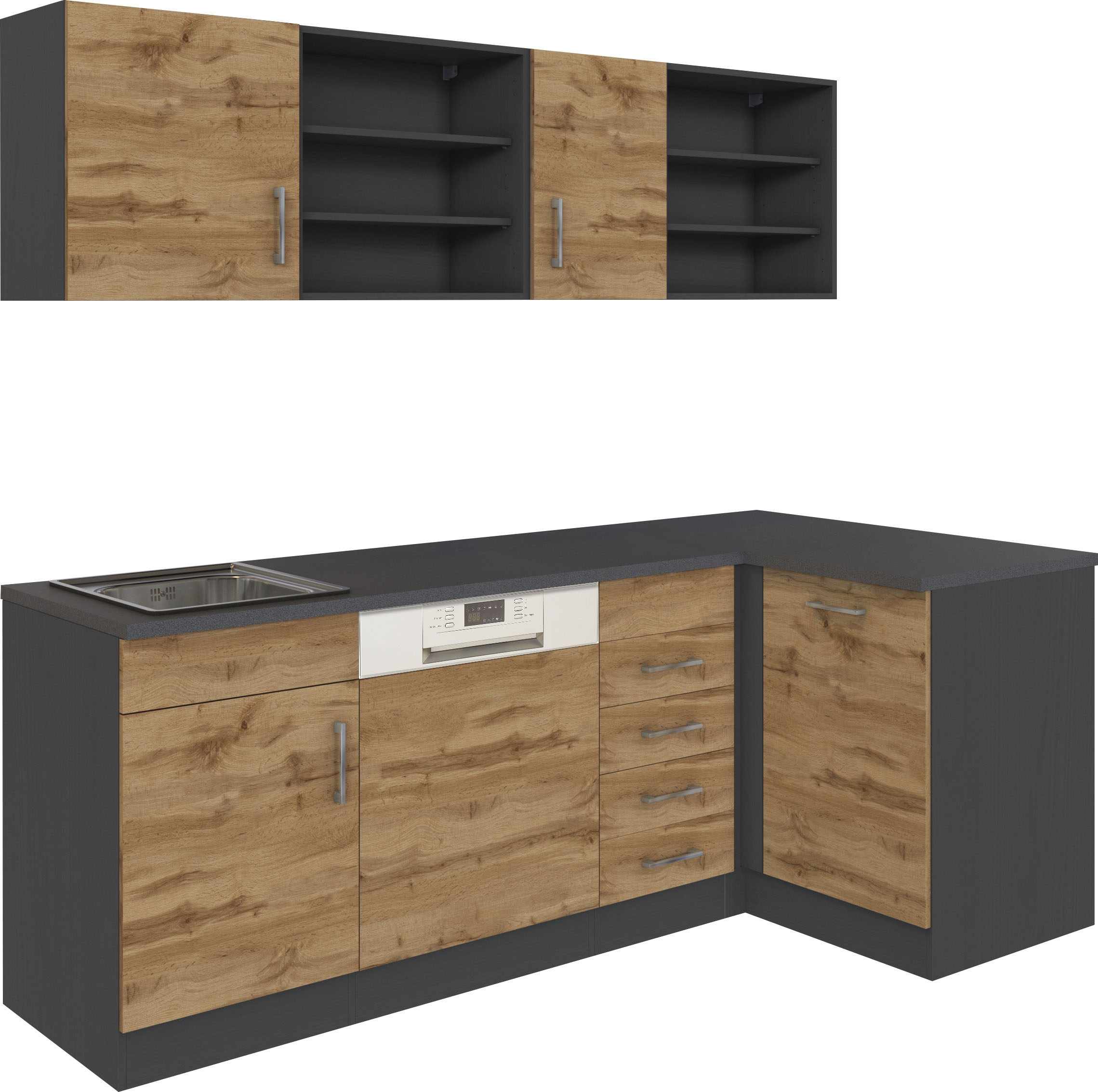 KOCHSTATION Küche "KS-Mali" Stellbreite 210/110 cm, mit E-Geräten günstig online kaufen