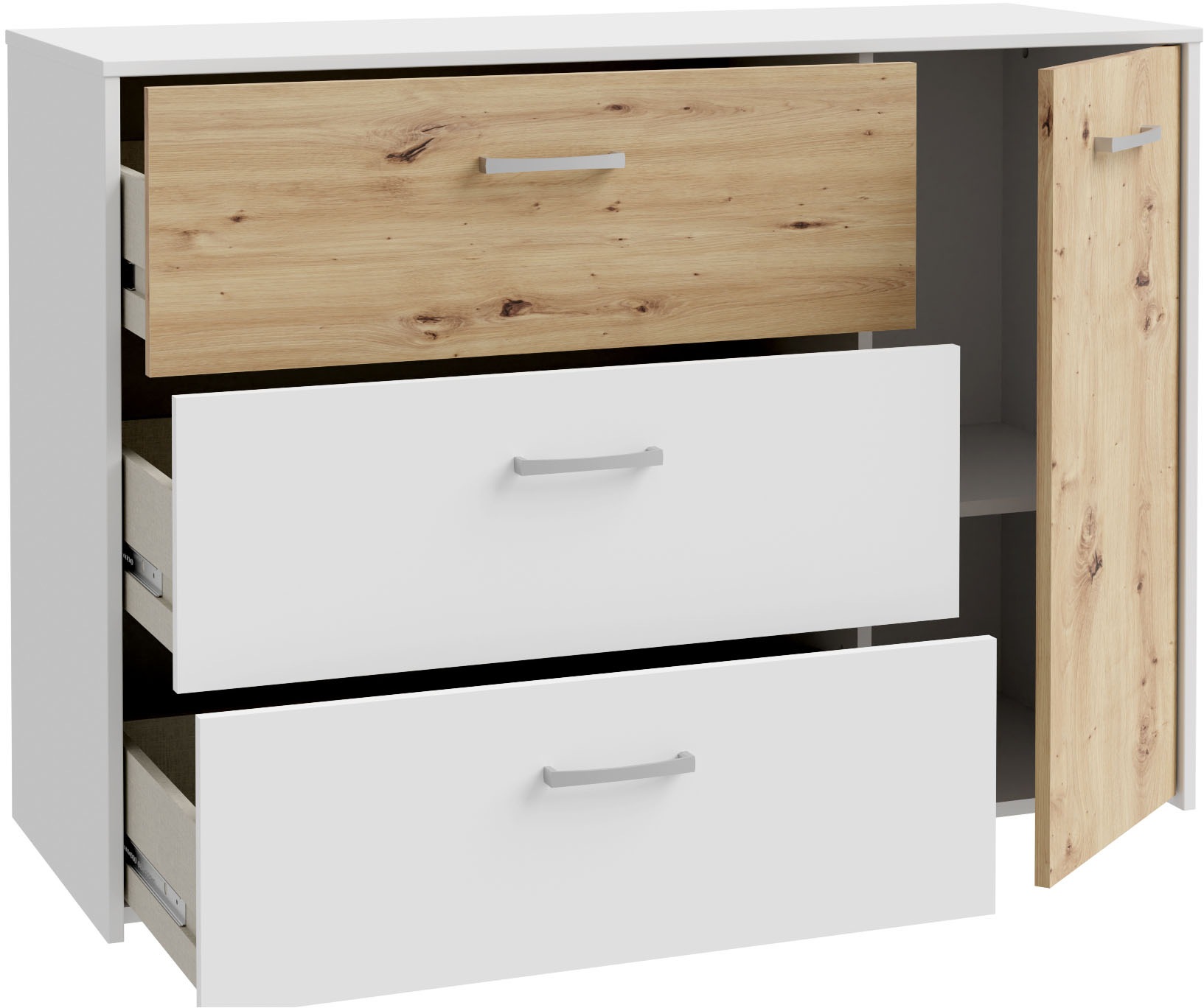 FORTE Sideboard »Culgoa«, Sideboard, 3 Schubkästen, 1 Türe viel Staraum pflegeleichtes Dekor