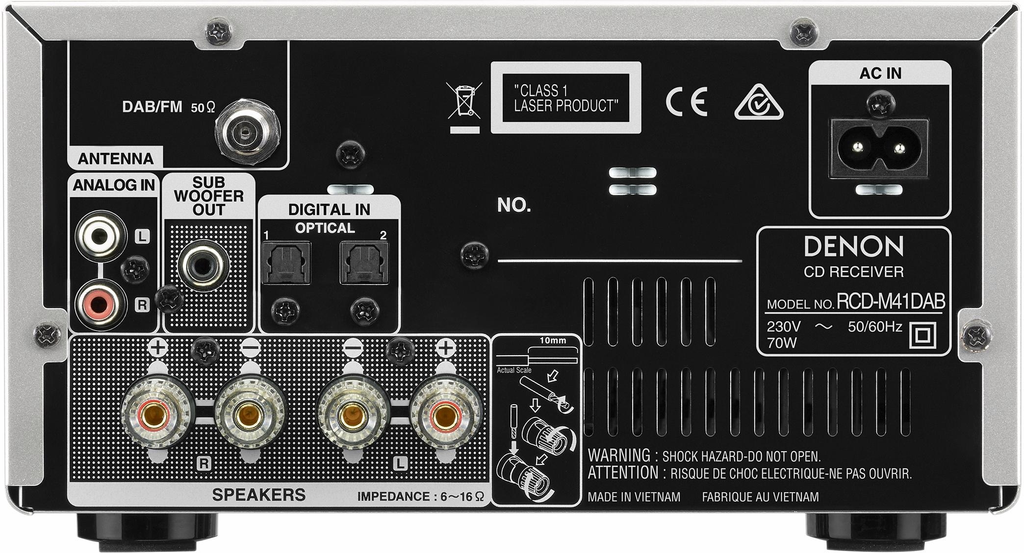 Denon Microanlage »D-M41«, (Bluetooth Digitalradio (DAB+)-FM-Tuner mit RDS 60 W), CD-Player, Bluetooth