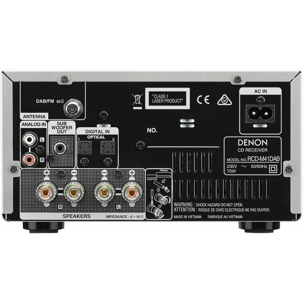 Denon Microanlage »D-M41«, (Bluetooth Digitalradio (DAB+)-FM-Tuner mit RDS 60 W), CD-Player, Bluetooth