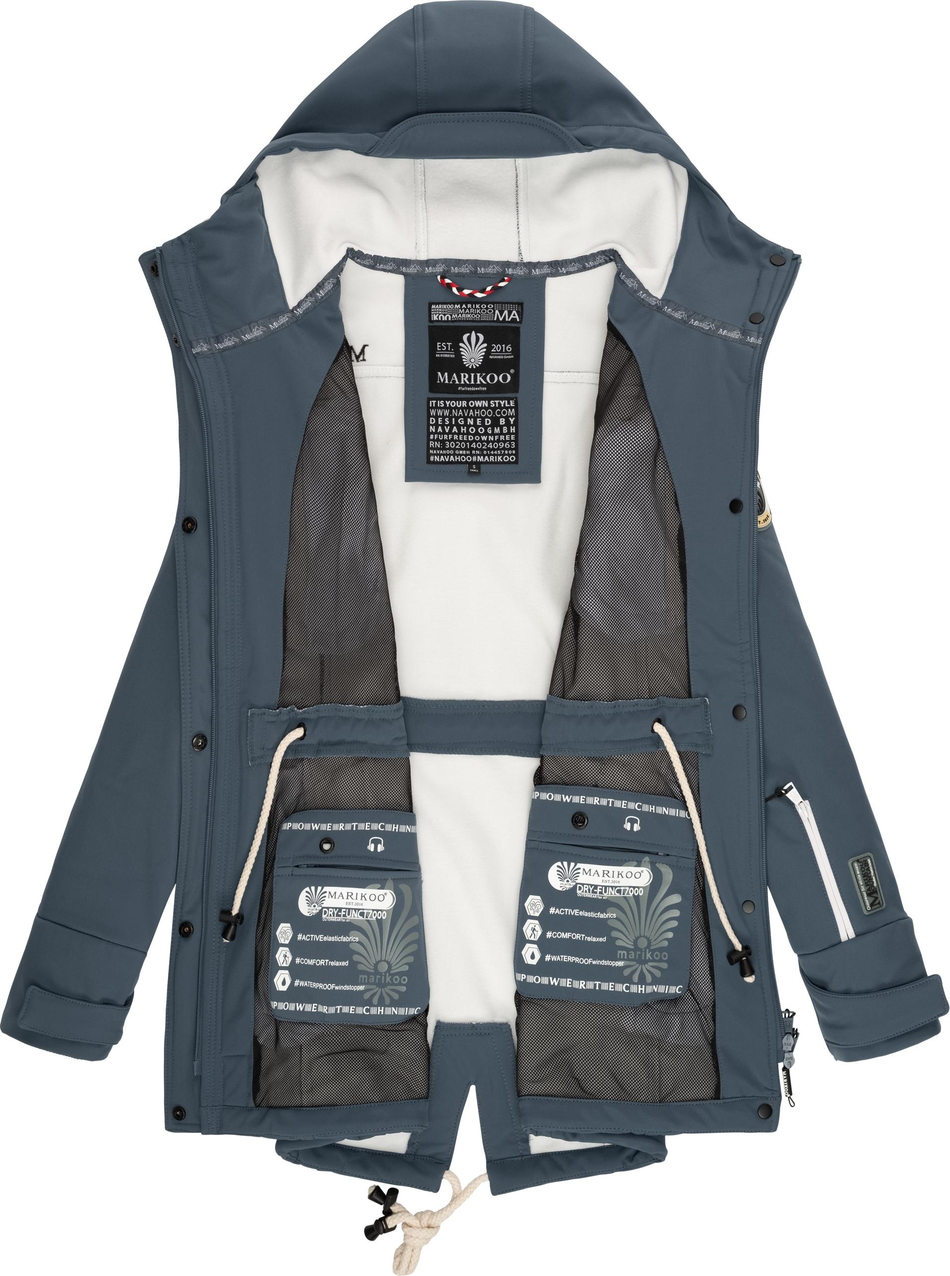 Marikoo Funktionsmantel »Zimtzicke«, Wasserdichter Softshell Parka mit Kapuze