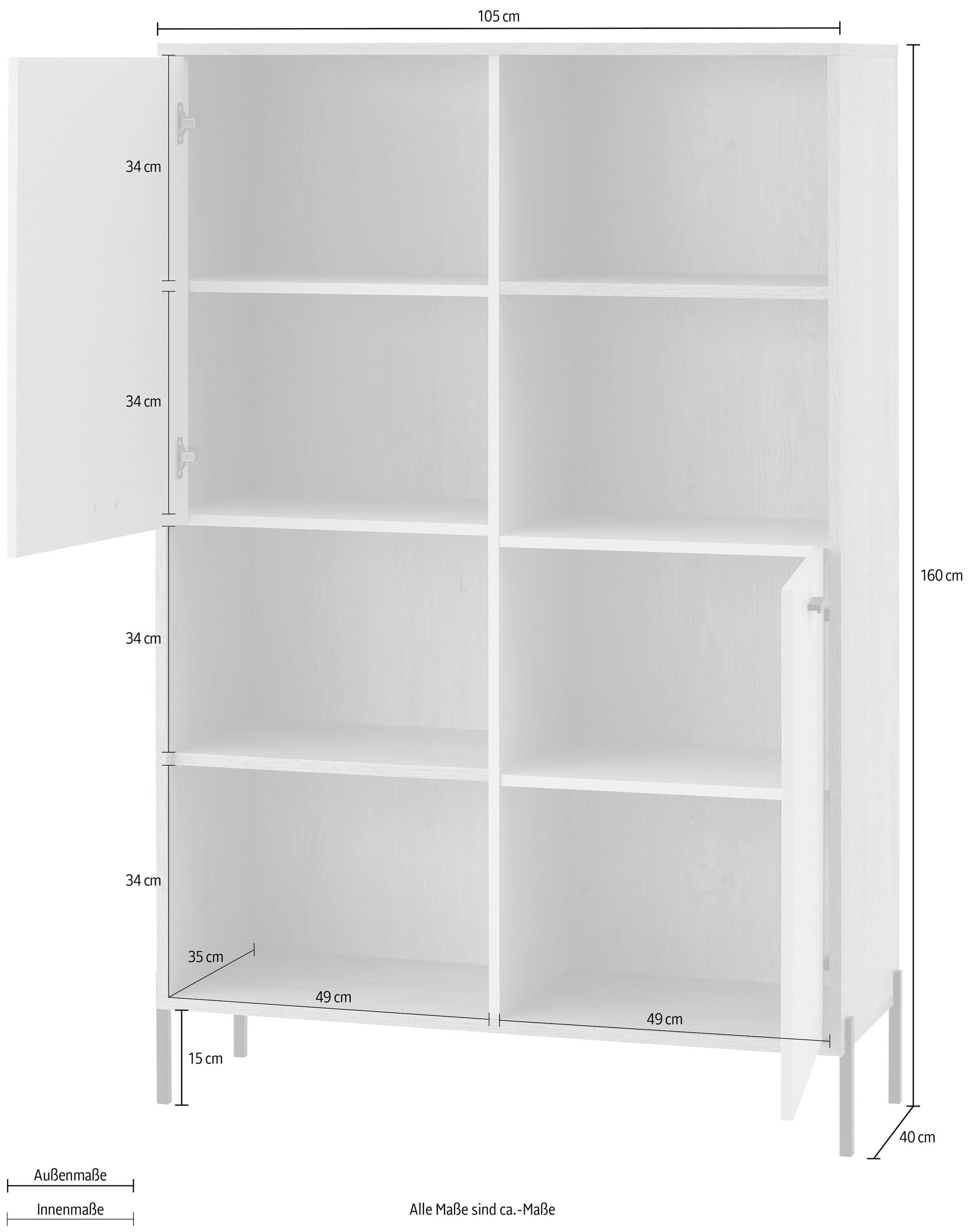 Home affaire Regalelement »Fredericia, modernes Regal, Kommode in Kaschmir, Highboard, Standregal« ausreichend Stauraum, offene & geschlossene Fächer, 105 cm breit