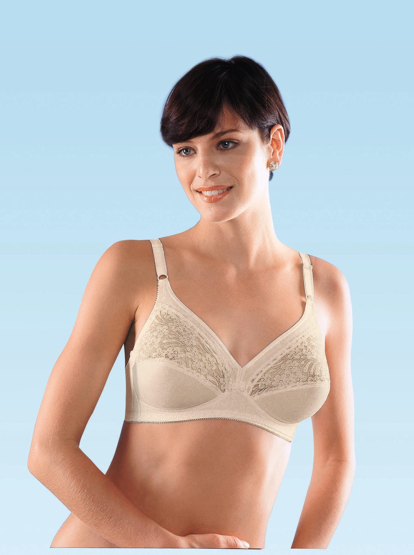 TRIUMPH Damen Bügelloser BH, Gr. 80, beige, 33% Polyamid, 31% Baumwolle, 26% Polyester, 10% Elasthan, BHs