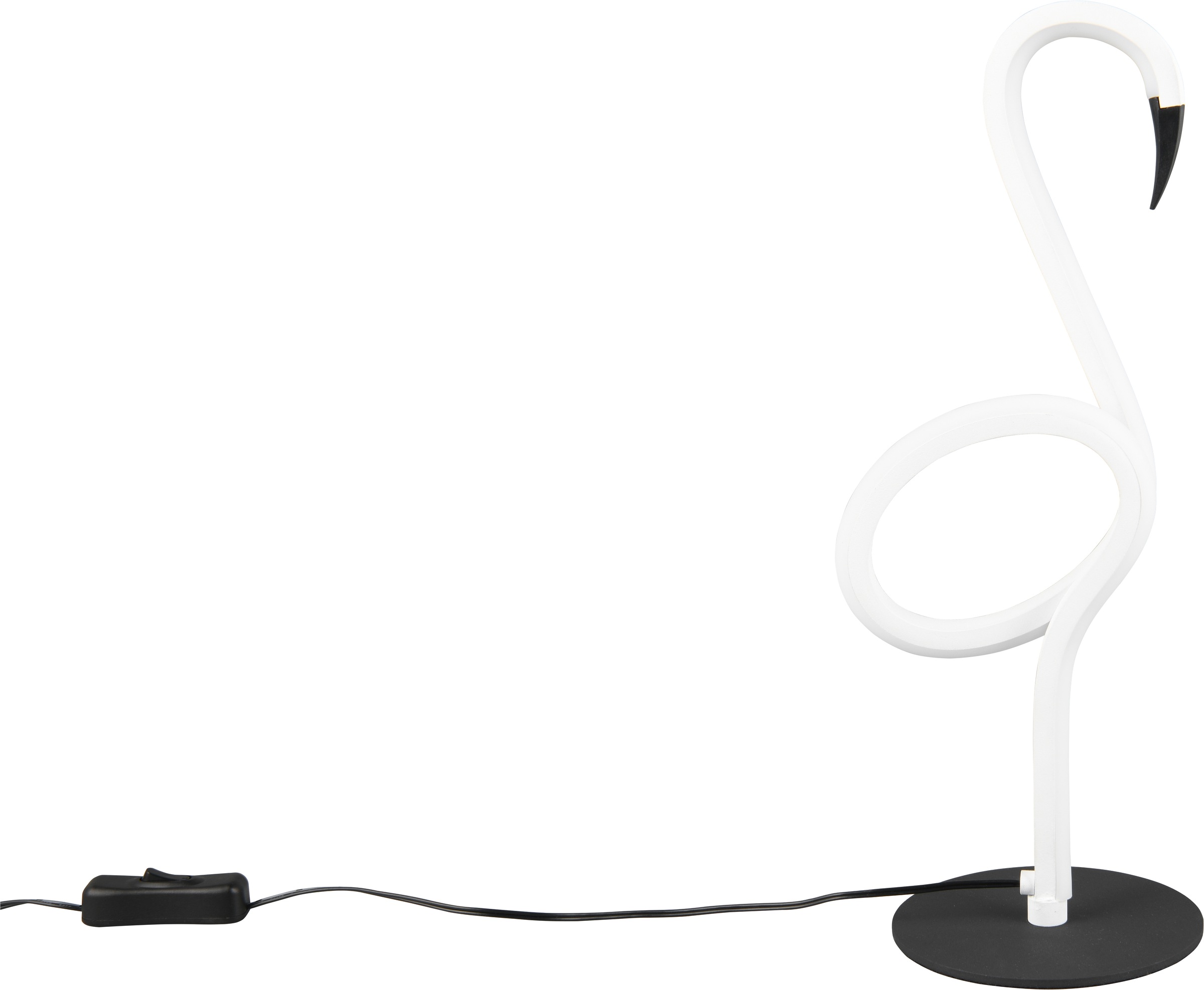REALITY Leuchten LED Tischleuchte »INGO, LED Tischlampe in Flamingo Form, 6W 550 Lumen 300K warmweiß« LED-Board 1 Stk. Warmweiß Flamingo Lampe mit Schnurschalter, Höhe 35 cm Ø 12 cm Tiefe 14,5 cm