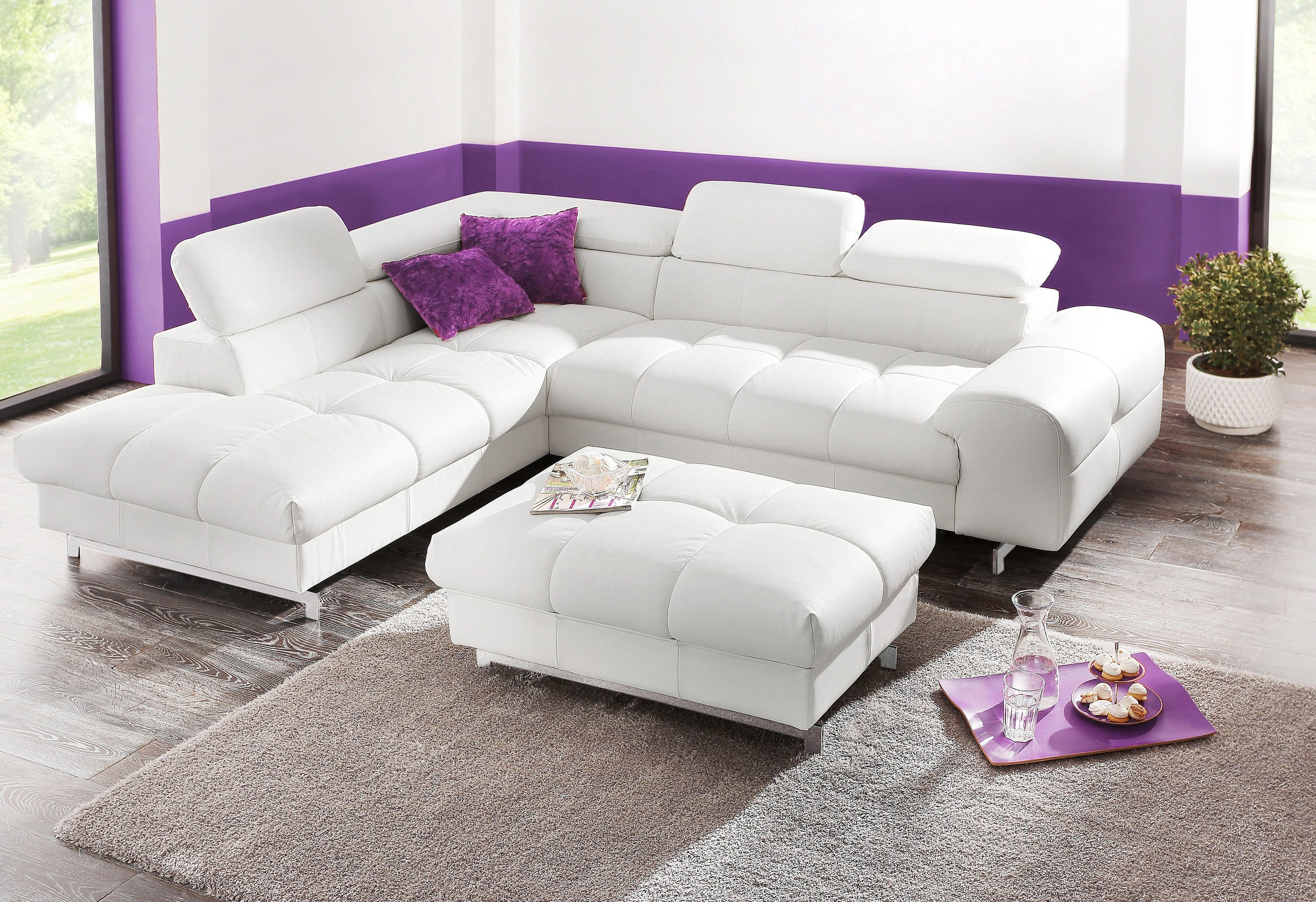 COTTA Ecksofa "Chef L-Form", mit Kopfteilverstellung, edle Metallkufen, wah günstig online kaufen