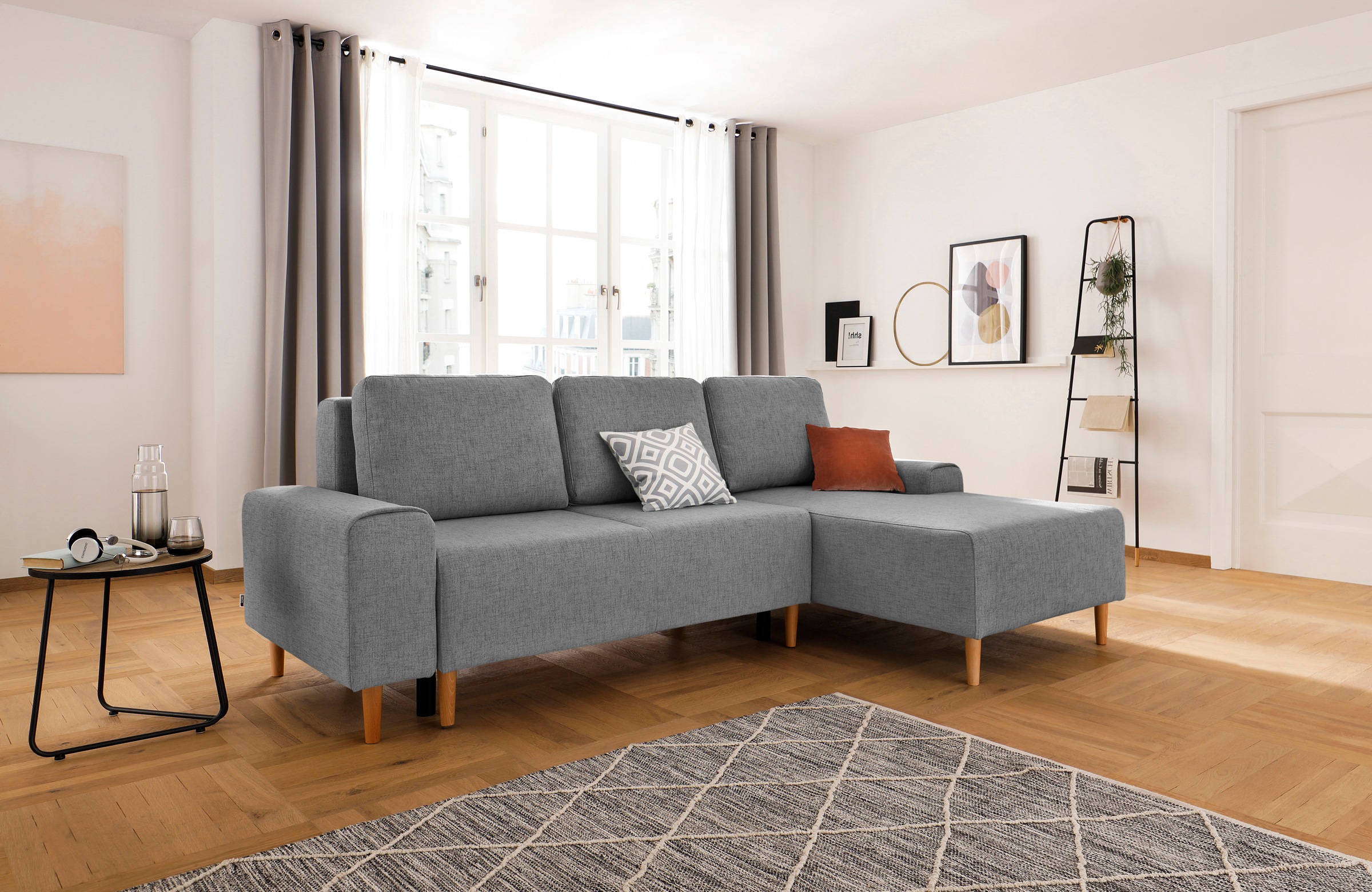 INOSIGN Ecksofa »Samu L-Form«, wahlweise mit Bettfunktion und Bettkasten