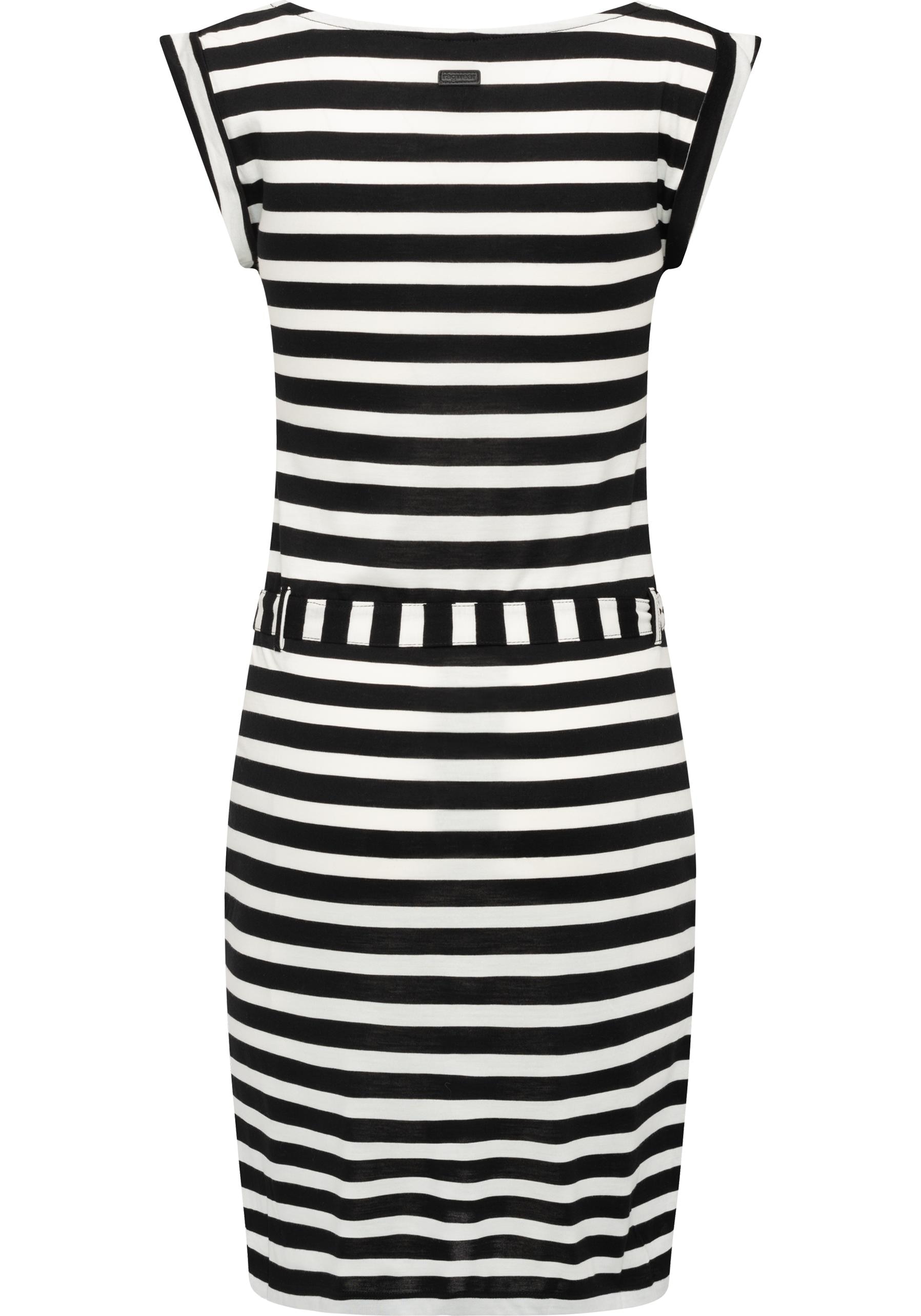 Ragwear Sommerkleid »Tagg Stripes«, gestreiftes Damen Minikleid mit Taillenband und Taschen