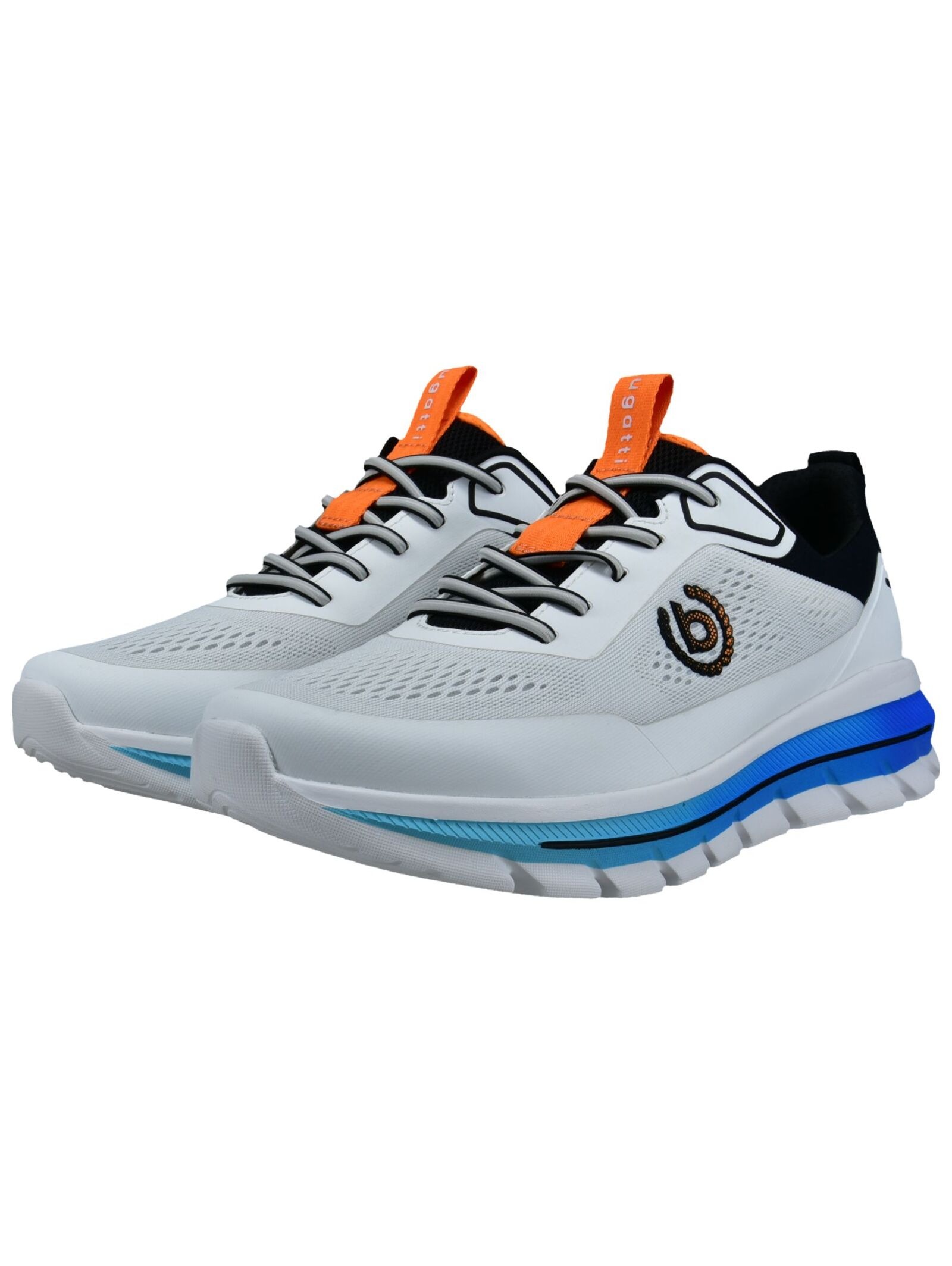 Sneaker BUGATTI, Herren, Gr. 44, weiß, blau, Textil, Schuhe Sneaker, Freizeitschnürer, Halbschuh im Materialmix 2
