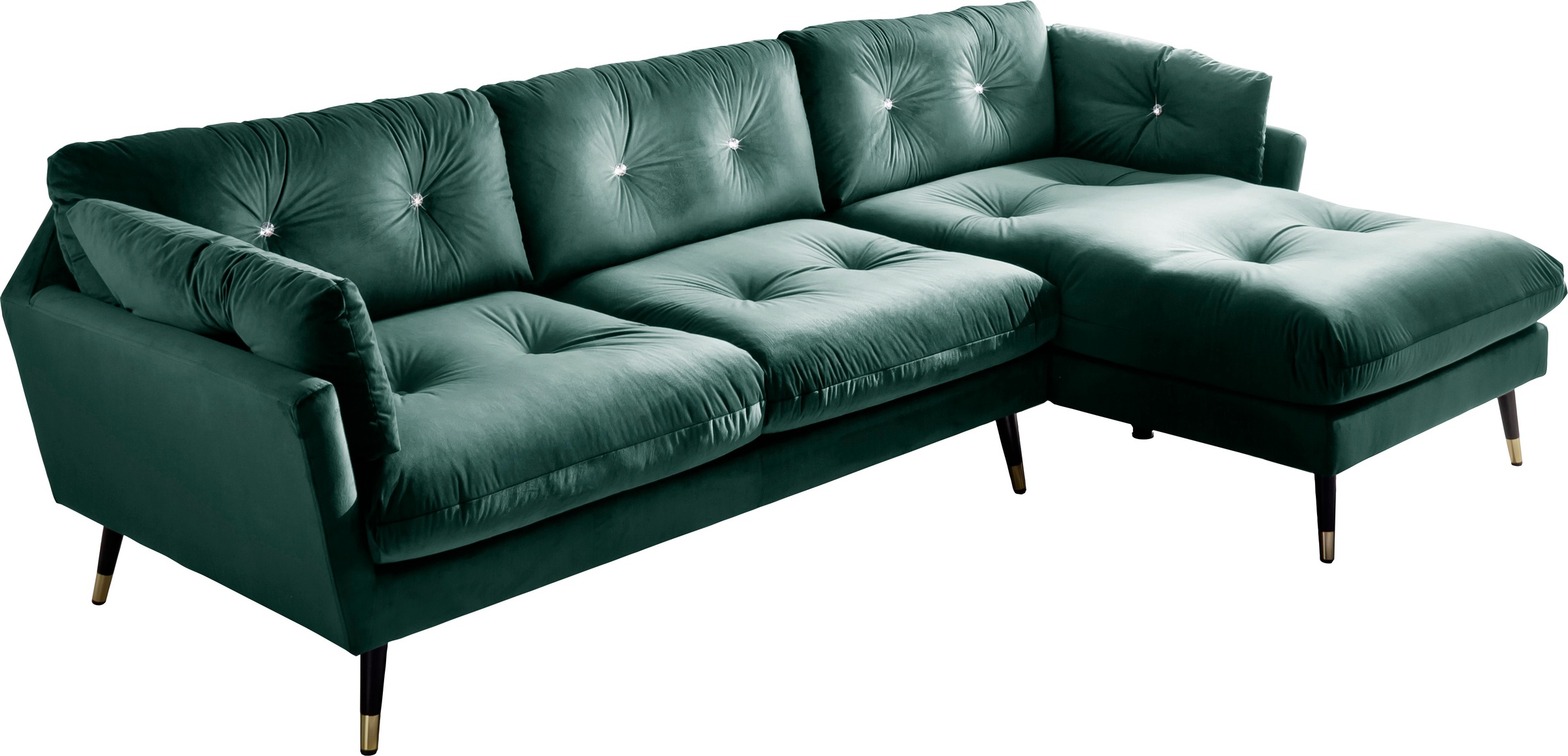 Trends by HG Ecksofa »Amira L-Form«, mit Strasssteinen und goldfarben Applikationen
