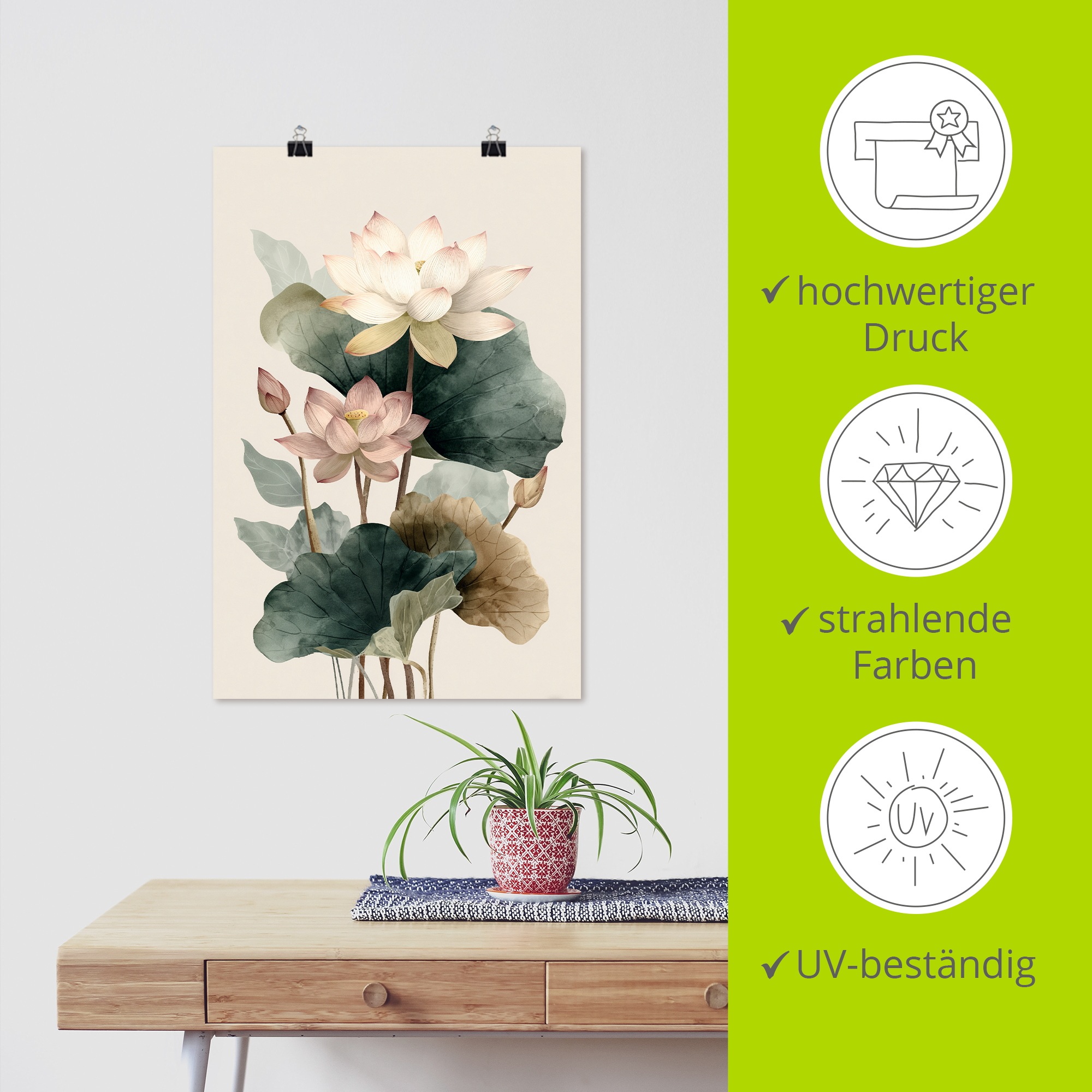 Artland Wandbild »Lotus« 1 Stk. tlg. als Alubild, Leinwandbild, Poster, Wandaufkleber in verschied. Größen