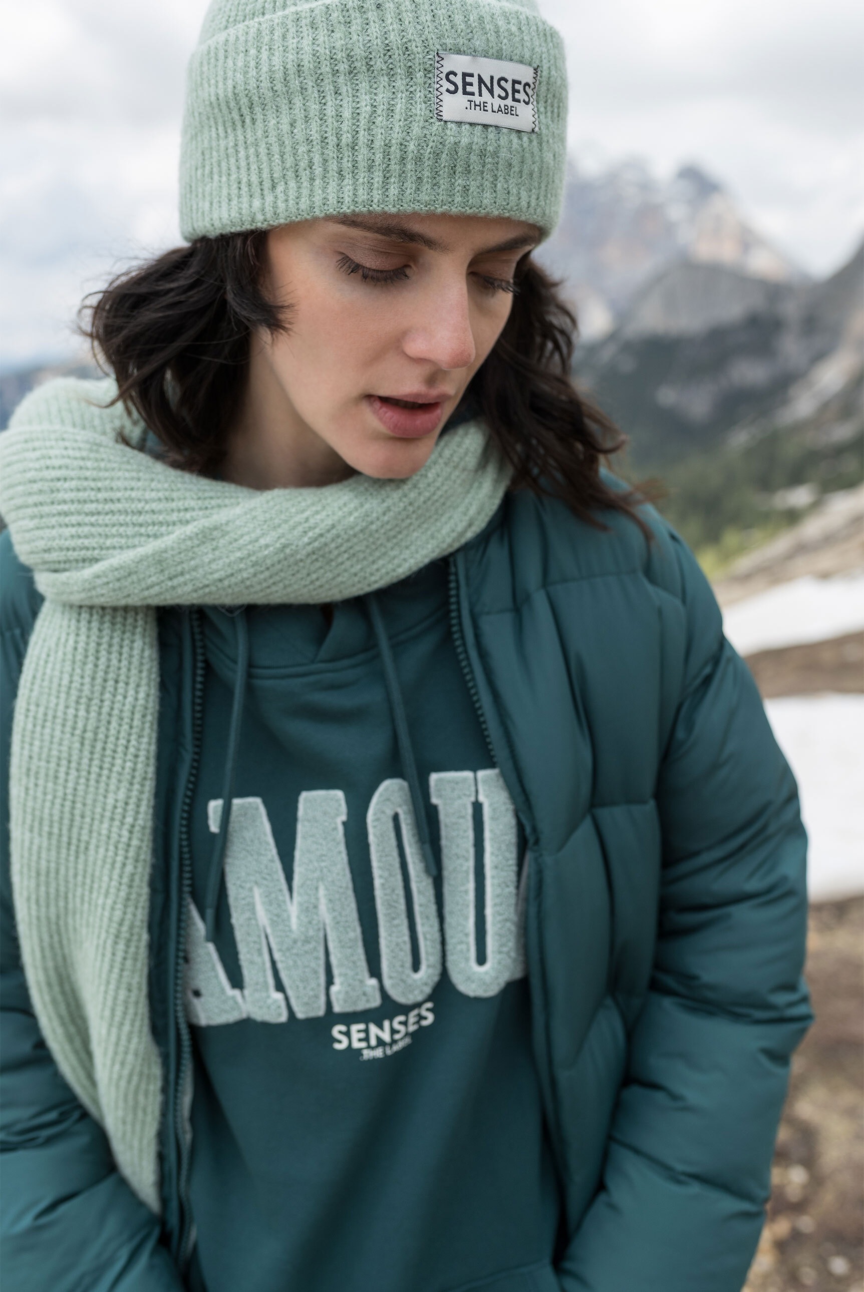 SENSES.THE LABEL Kapuzensweatshirt , mit Frottee Lettern
