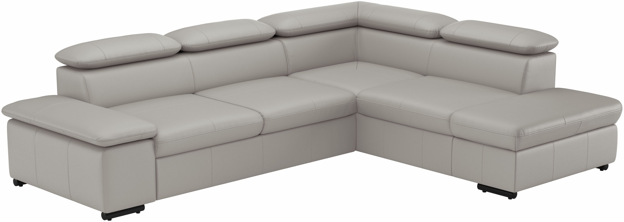 Ecksofa SIT & MORE "Alcudia L-Form", grau (light grau), B:272cm H:73cm T:226cm, NaturLEDER;Spannstoff, Sofas, Ecksofa, mit Armteilverstellung, optional Kopfteilverstellung und Bettfunktion 2