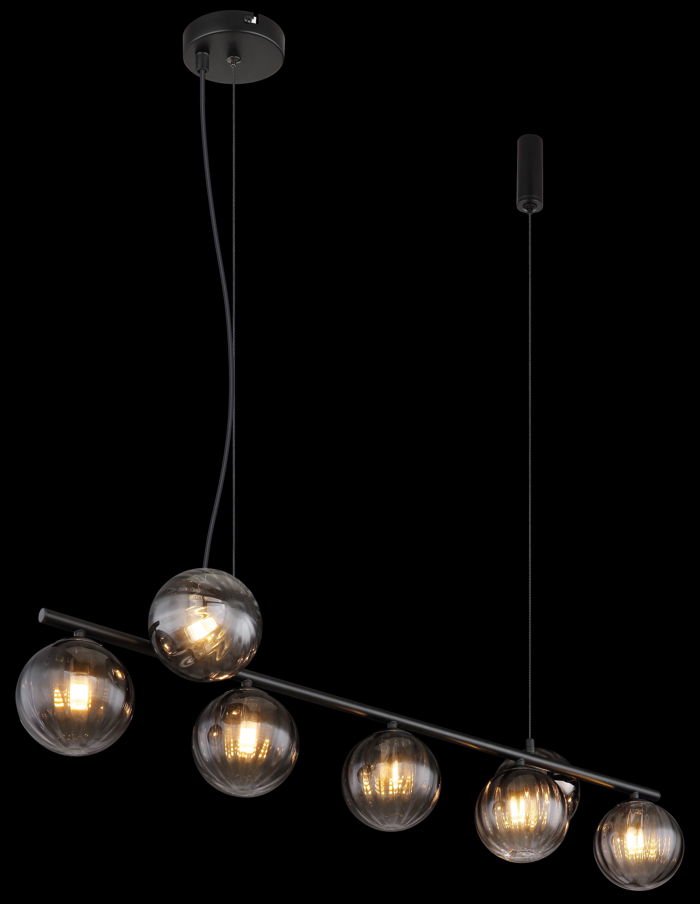 GLOBO LIGHTING Hängeleuchte »DALLERTA«, Leuchtmittel G9 | ohne Leuchtmittel, Hängelampe/Pendelleuchte/Glas rauchfarben/Höhe kürzbar/Esstisch