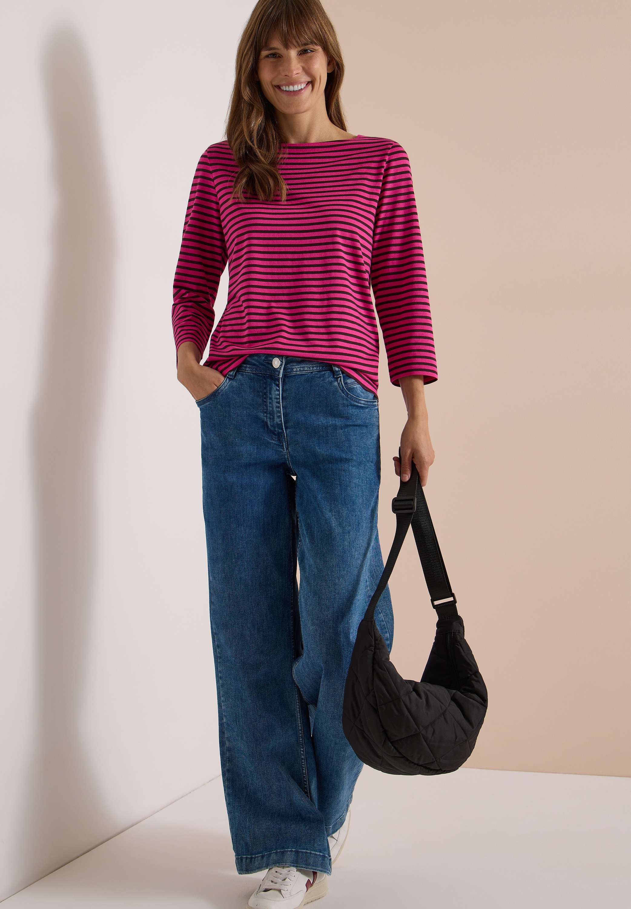 Cecil T-Shirt 3/4-Arm Shirt mit Boat Neck und Streifen