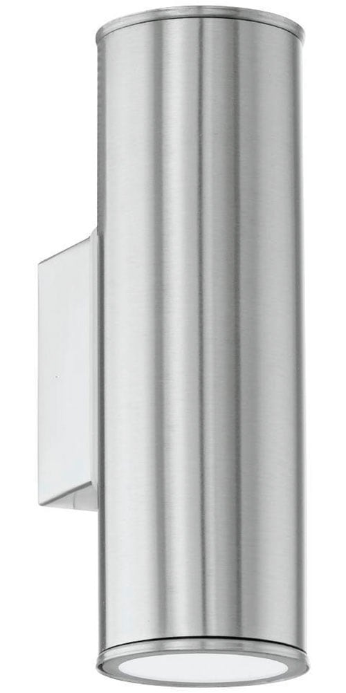 EGLO LED Außen-Wandleuchte "Riga Wandleuchte, Außenbeleuchtung, LED, Stahl in silber, IP44" GU10 Warmweiß Eckmontage möglich, Up- und Down Light, Garten, Terrasse, 20x9,5x6,5cm