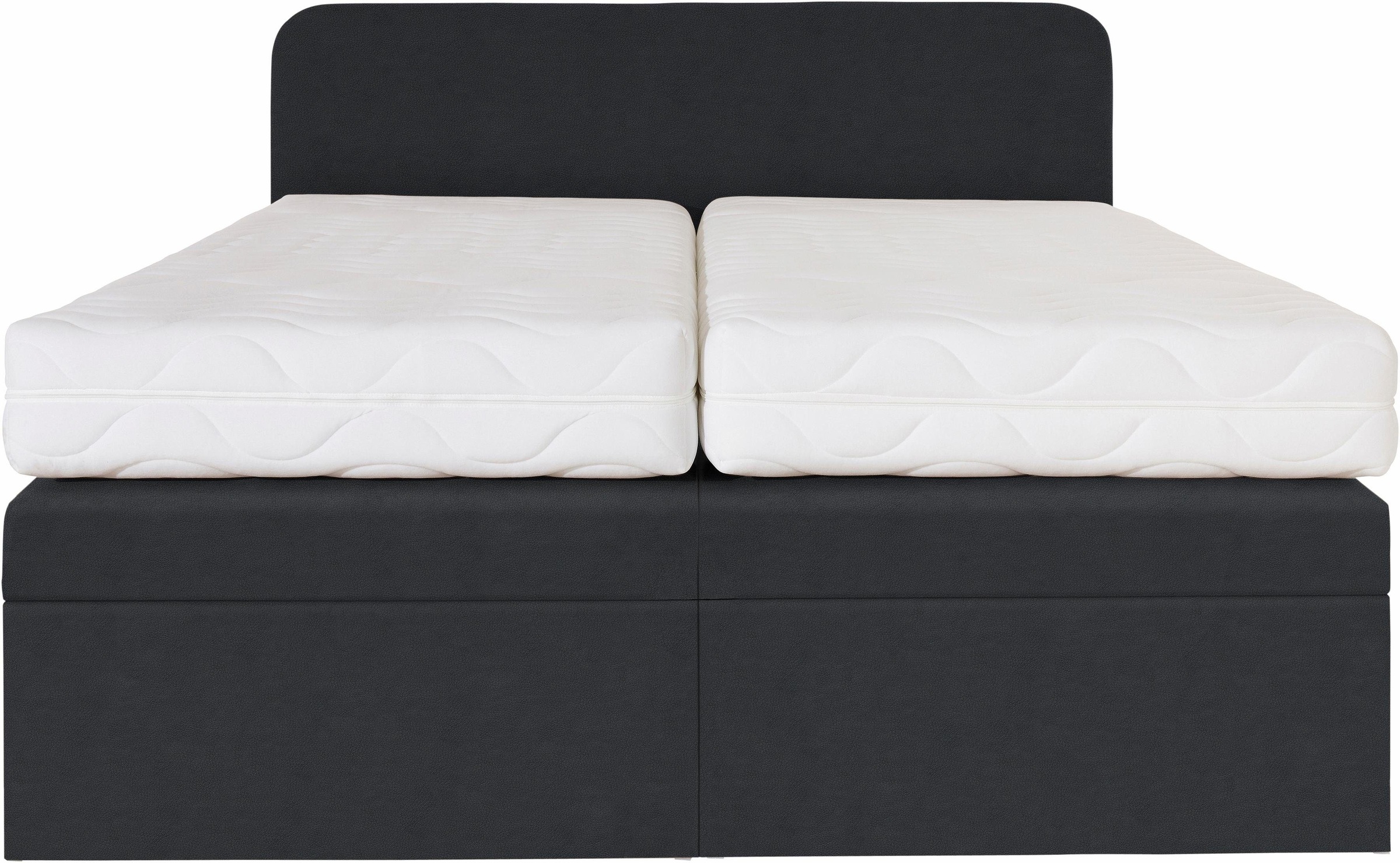 Boxspringbett, schwarz, B:195cm L:212cm, Box und Kopfteil: Microvelours (100% Polyester) oder Kunstleder (Polyurethan);Bezug der Obermatratze: 100% Polyester, WESTFALIA SCHLAFKOMFORT, Komplettbetten, Boxspringbett, wahlweise mit Bettkasten 3