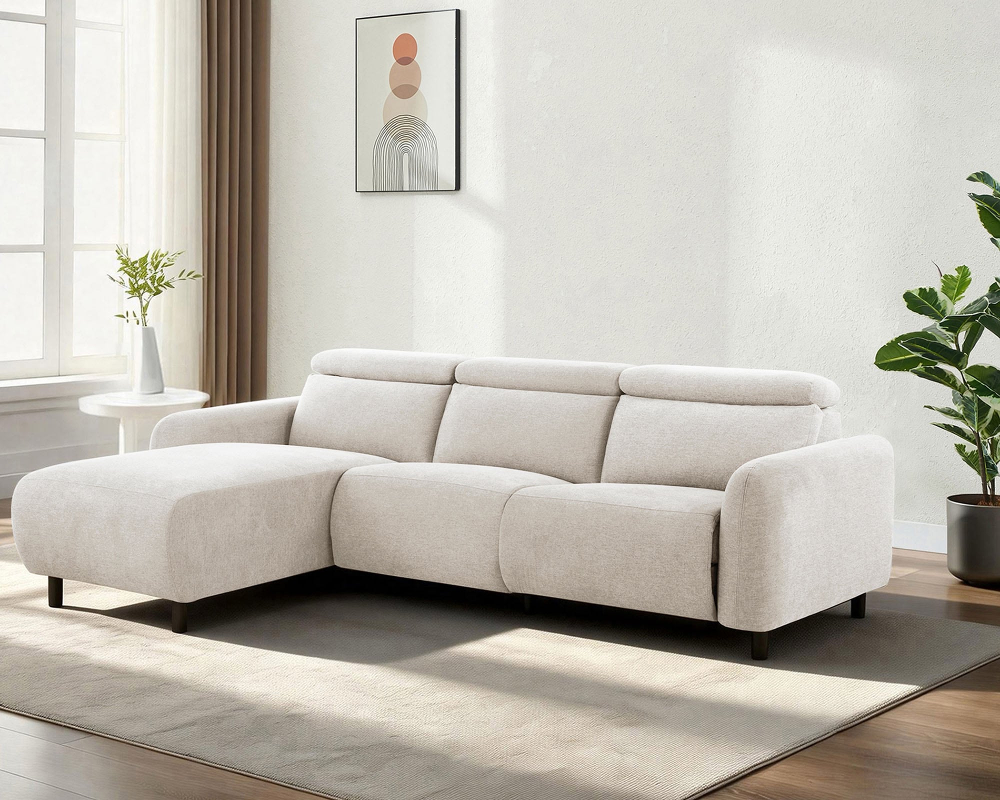 OTTO home Ecksofa »SKAANE Struktur, L-Form, 274 cm, manuelle/elektrische Relaxfunktion,« 274 cm, mit Kopfteilverstellung und man. oder elektr. Relaxfunktion