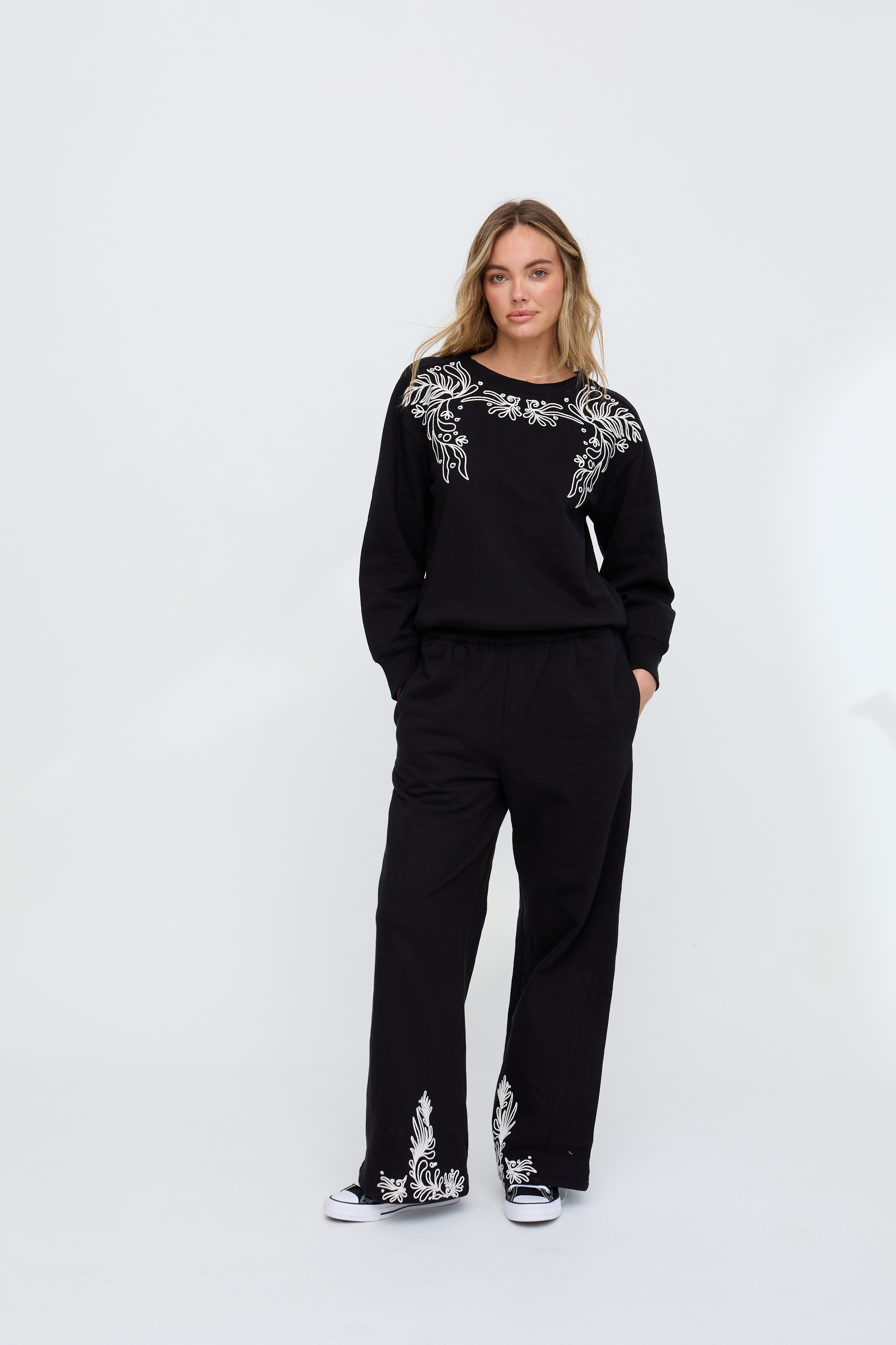 RAFFYA Midirock »Georgina Lace Paneled Maxi Skirt Damen«