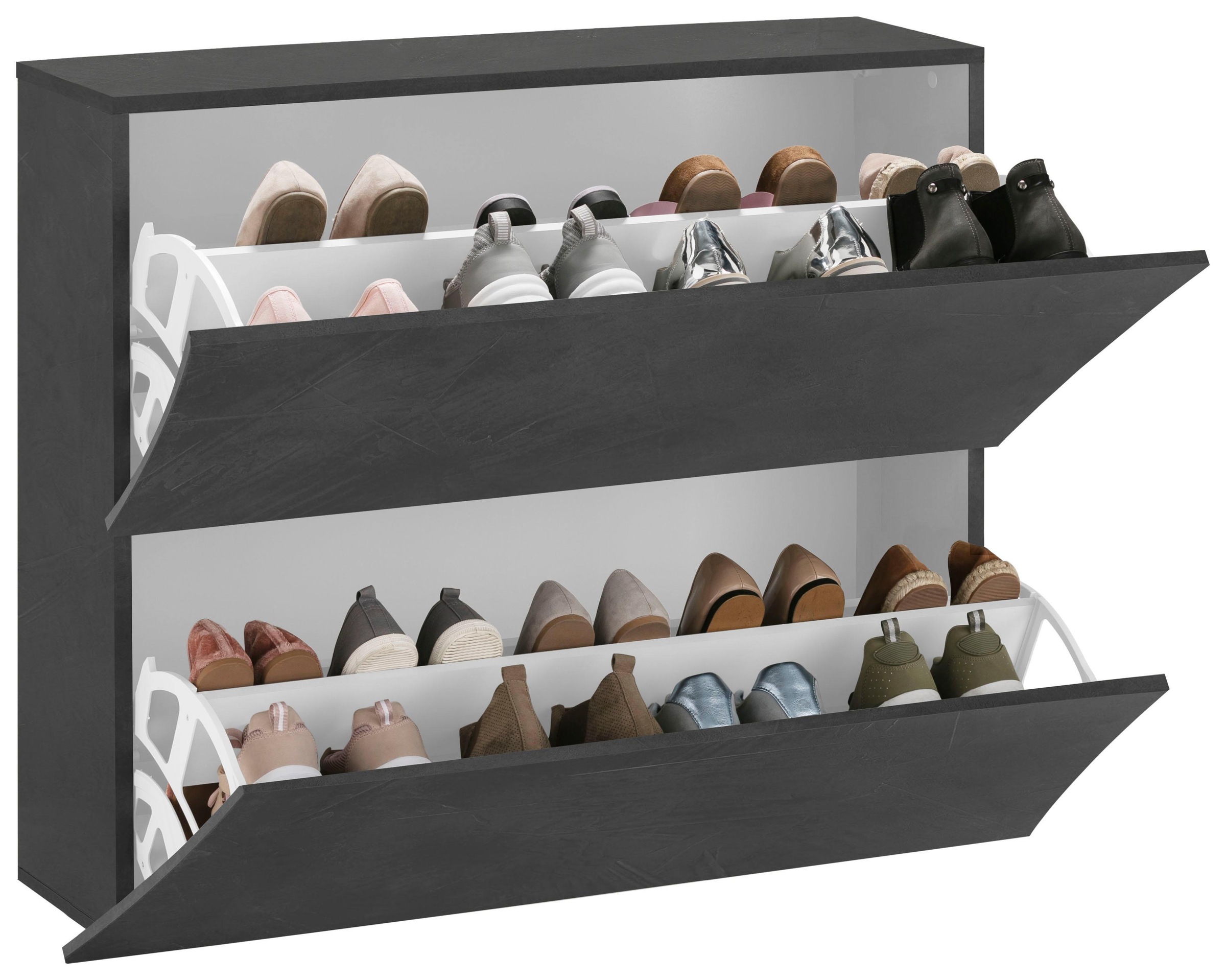 INOSIGN Schuhschrank »Arco, Schuhkipper, Schuhkommode«, 2 Klappen mit Doppelschuhtrommeln, Frontbreite 90-101cm