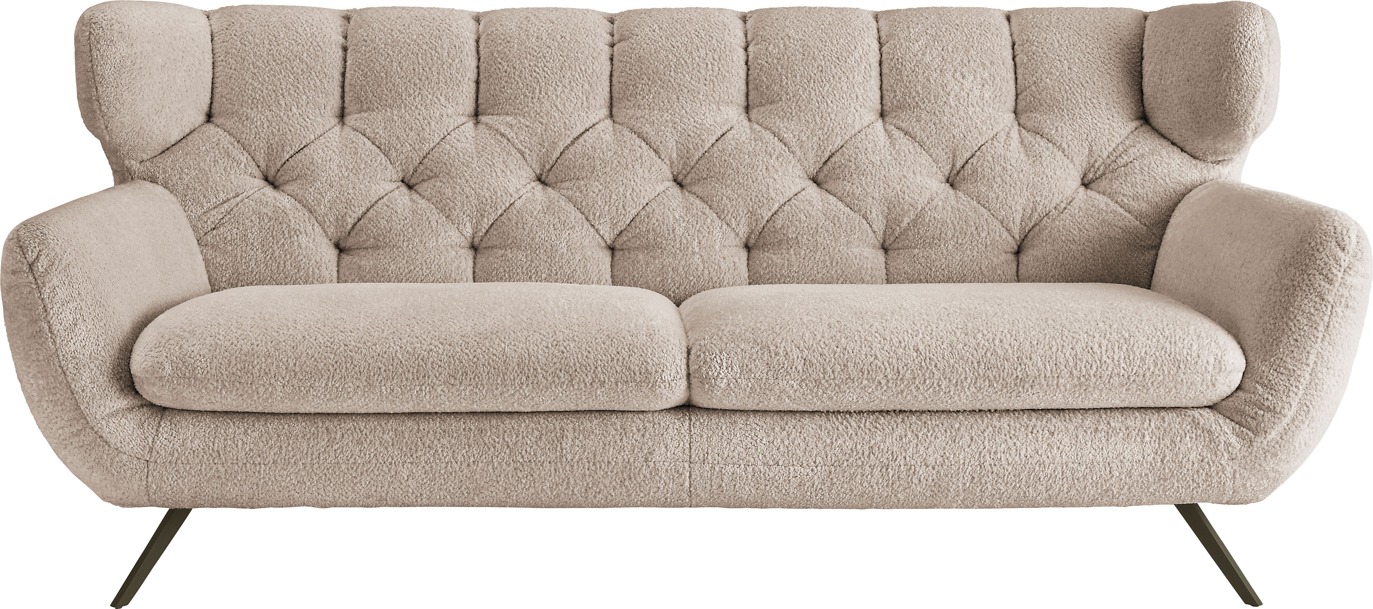 3C Candy 3-Sitzer "Beatrice, extravagantes Megasofa, bequem, Küchensofa, Breite 225cm" mit Rückensteppung im Rautenmuster, Samt Optik, auch in Fellimitat