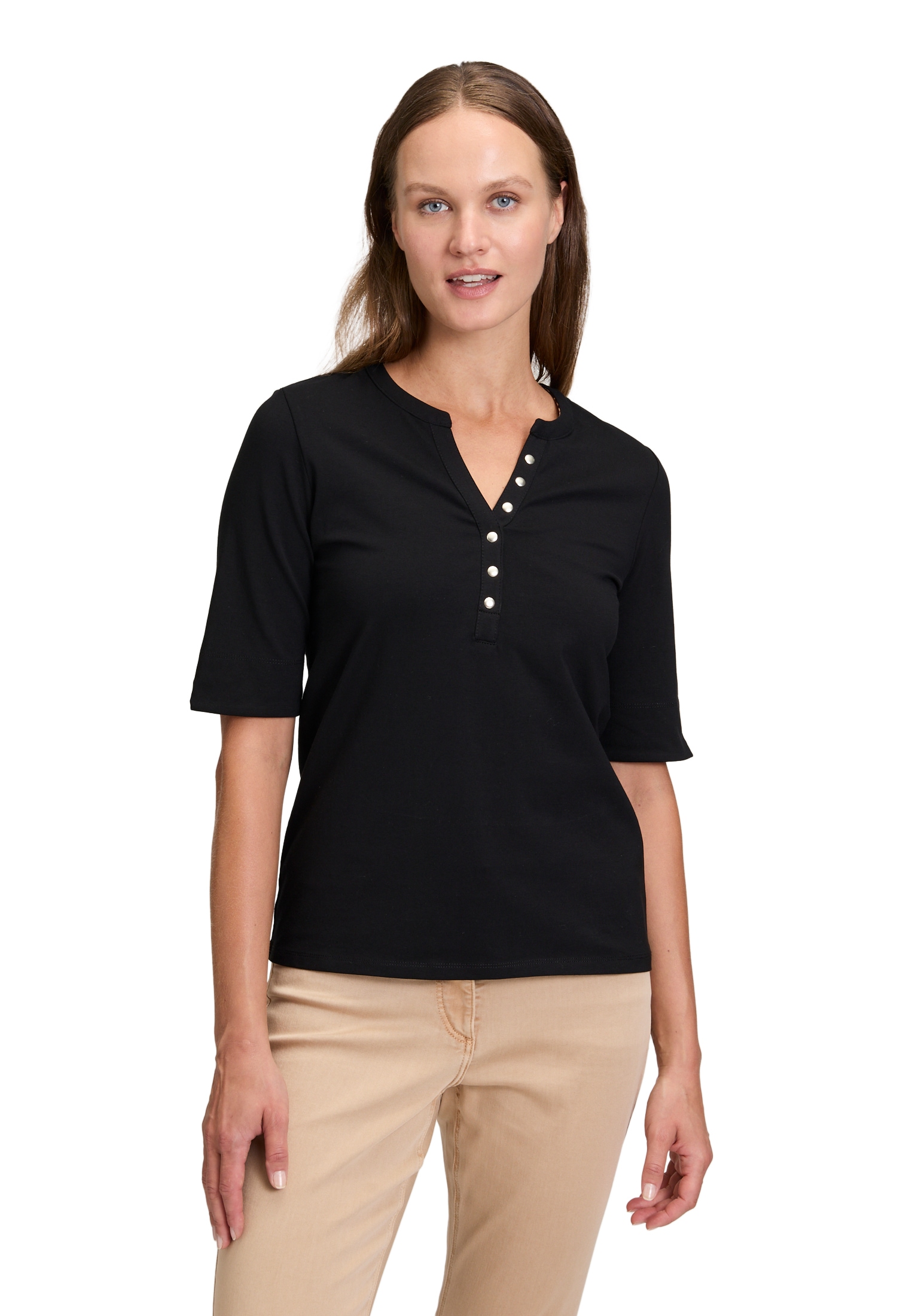 Betty Barclay Kurzarmshirt "Damen Basic Shirt mit Knöpfen", 1 Stk. günstig online kaufen