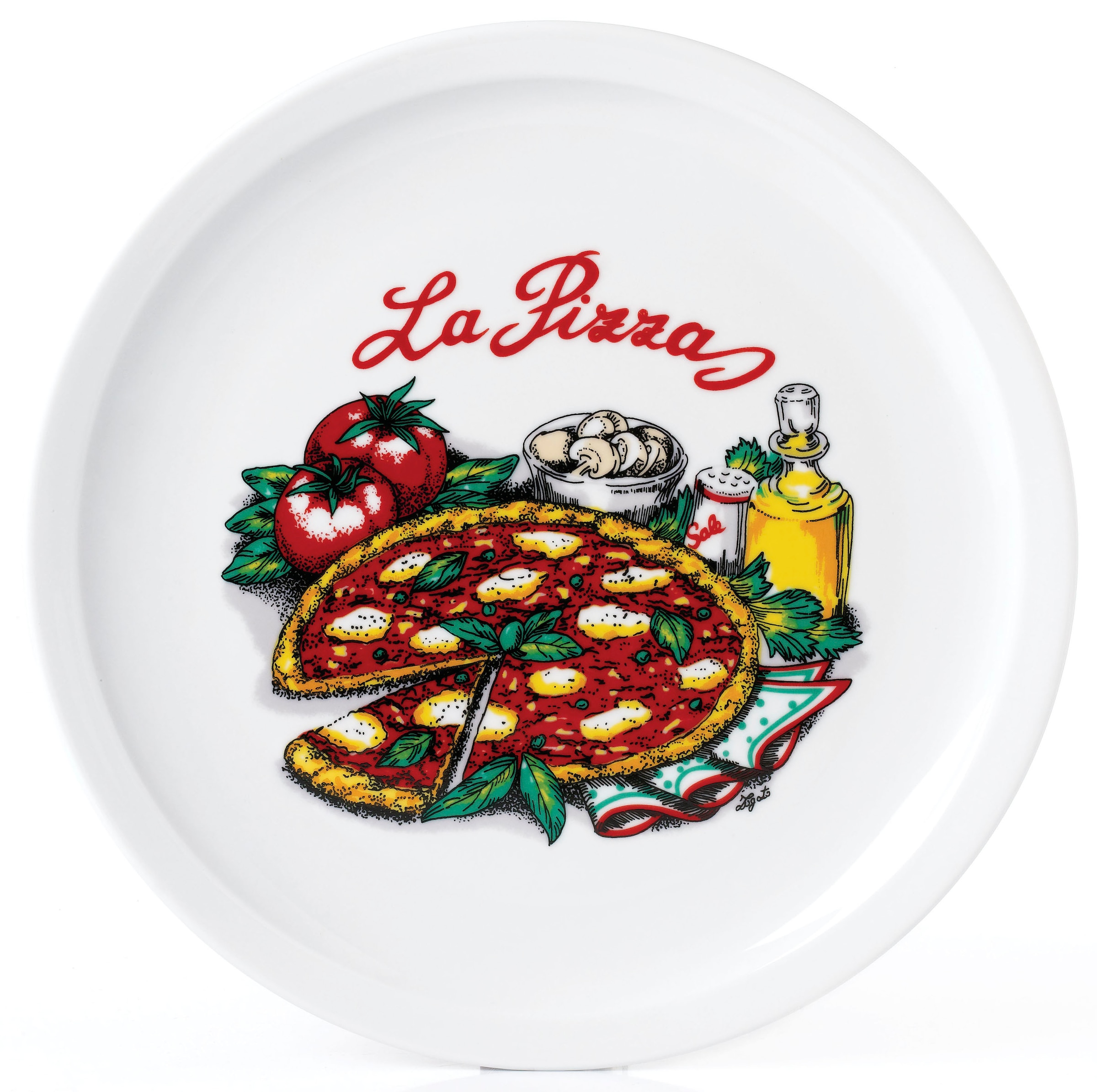 VAN WELL Pizzateller "Napoli", 30cm, bunt, Speiseteller, Porzellan, spülmaschinen- und mikrowellengeeignet, Ø 30 cm